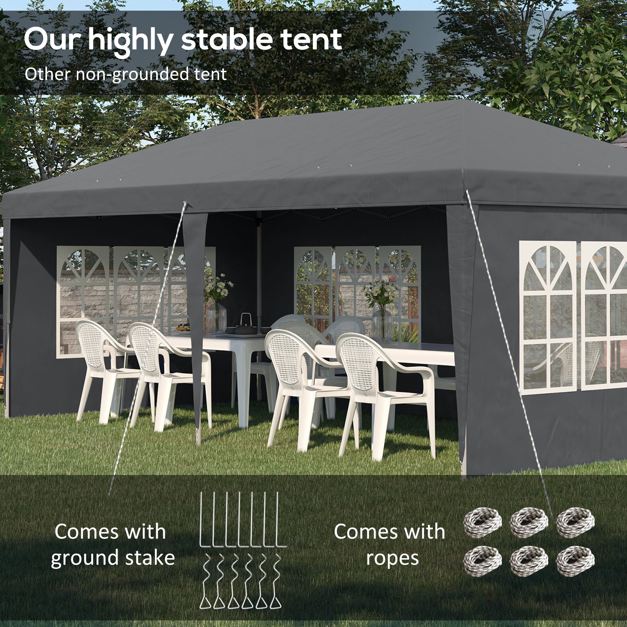Outsunny 3 x 6m Pop-Up Gazebo, with Removable Walls - Grey - anydaydirect