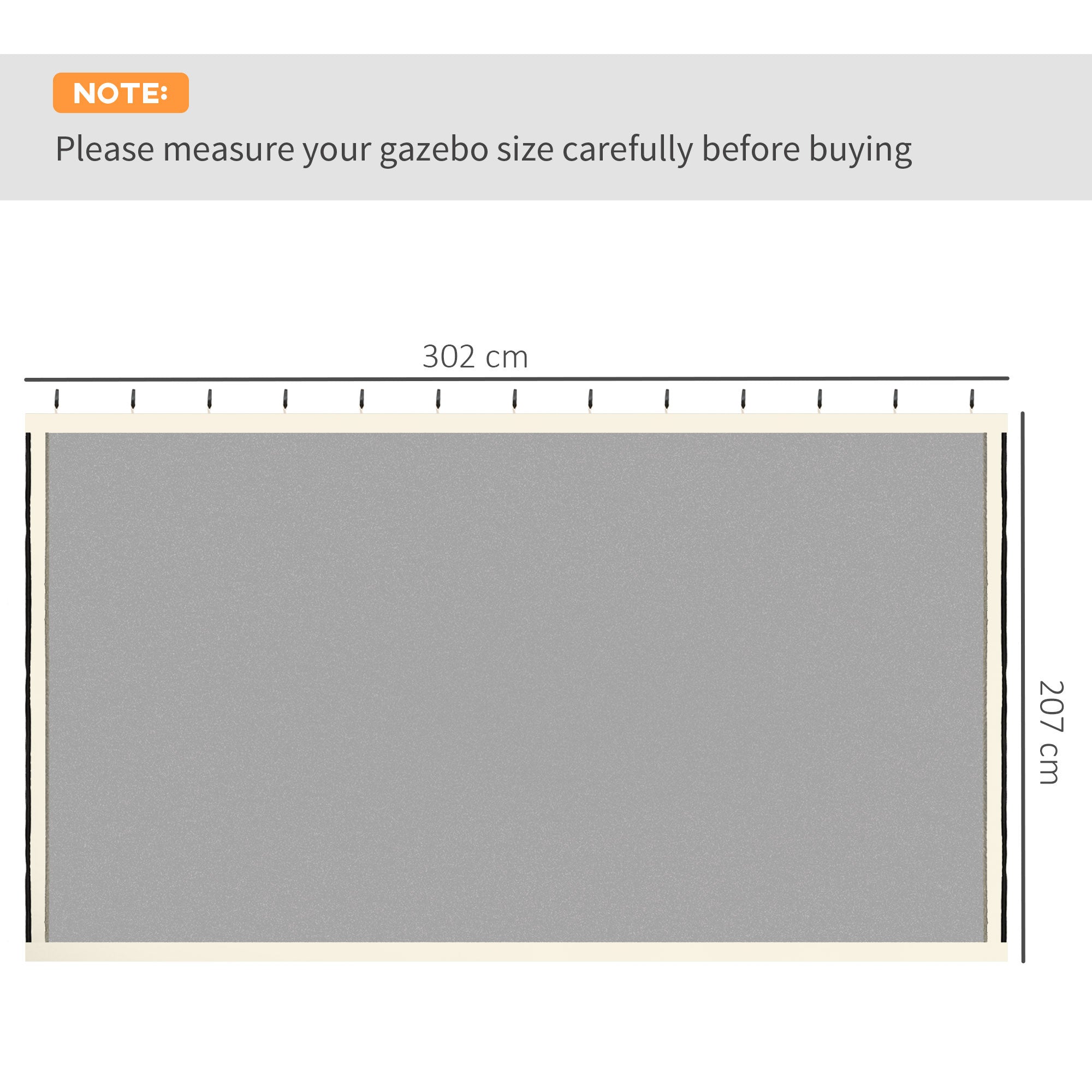 Outsunny 302 x 207cm Universal Replacement Mesh Sidewall Netting for Patio Gazebos and Canopy Tents, (Sidewall Only) Beige - anydaydirect