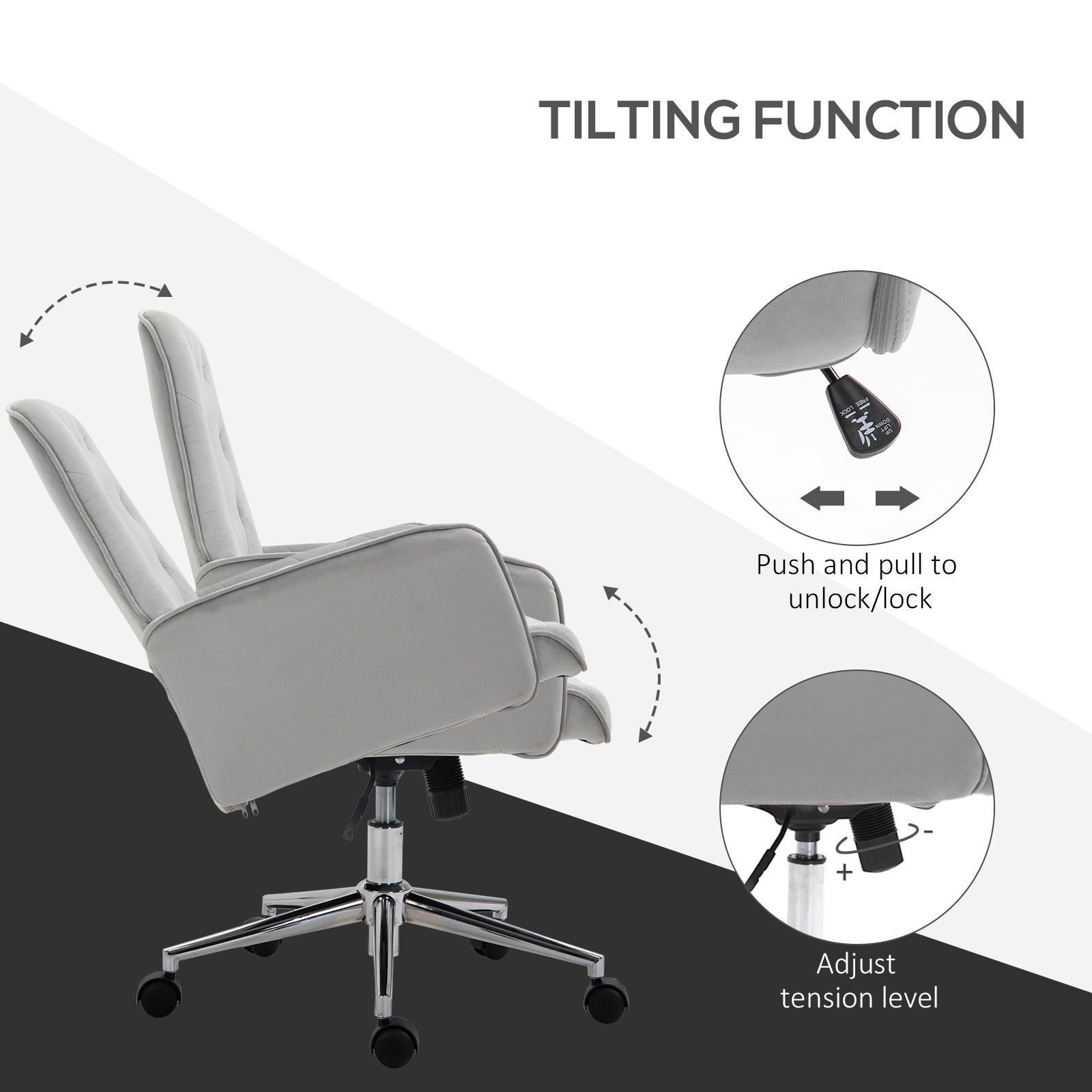 Vinsetto Linen Computer Chair with Armrest, Modern Swivel Chair with Adjustable Height, Light Grey - anydaydirect