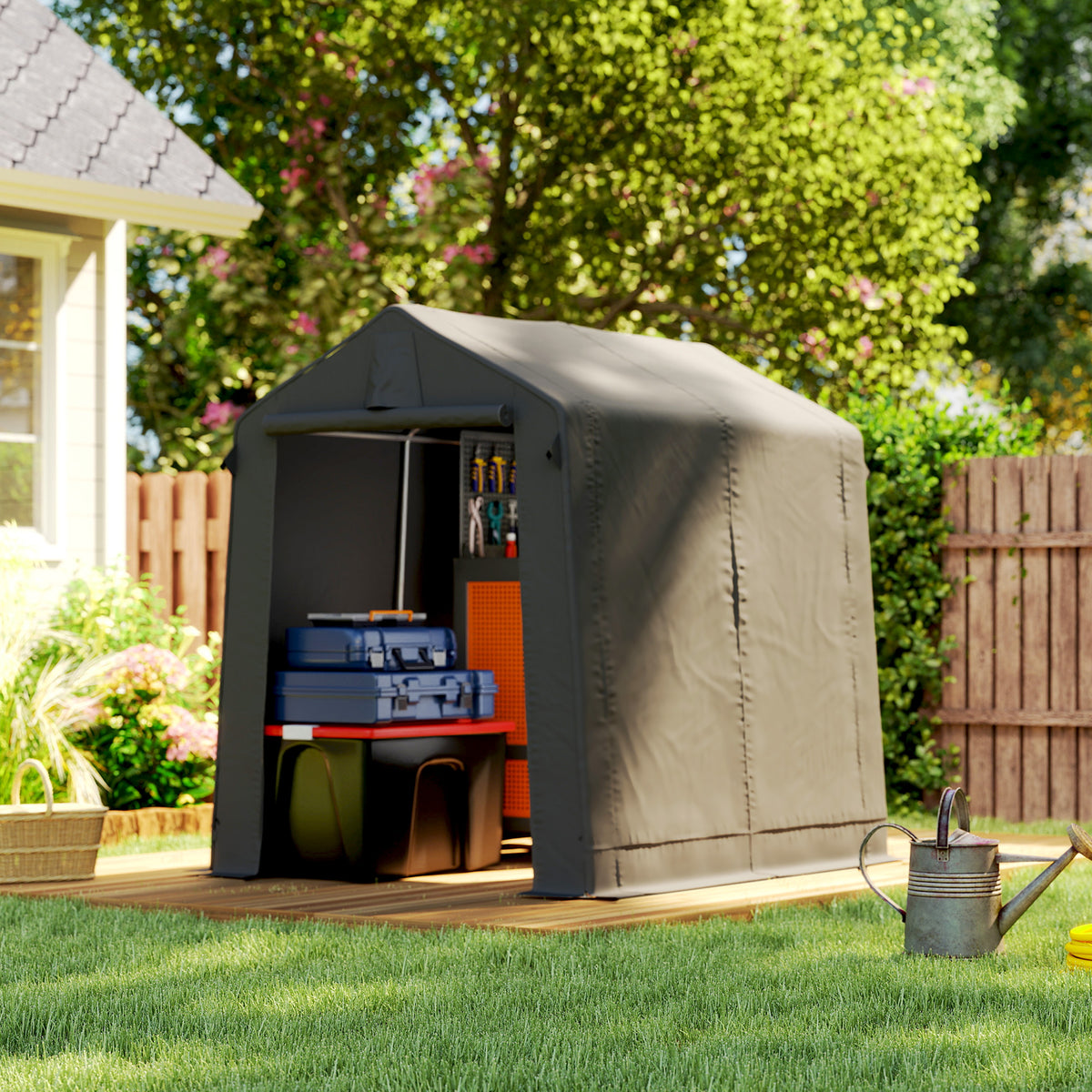 storage shed tent Outsunny 7.5 x 6.2 ft Outdoor Garden Storage Shed, Waterproof Bike Ten – anydaydirect