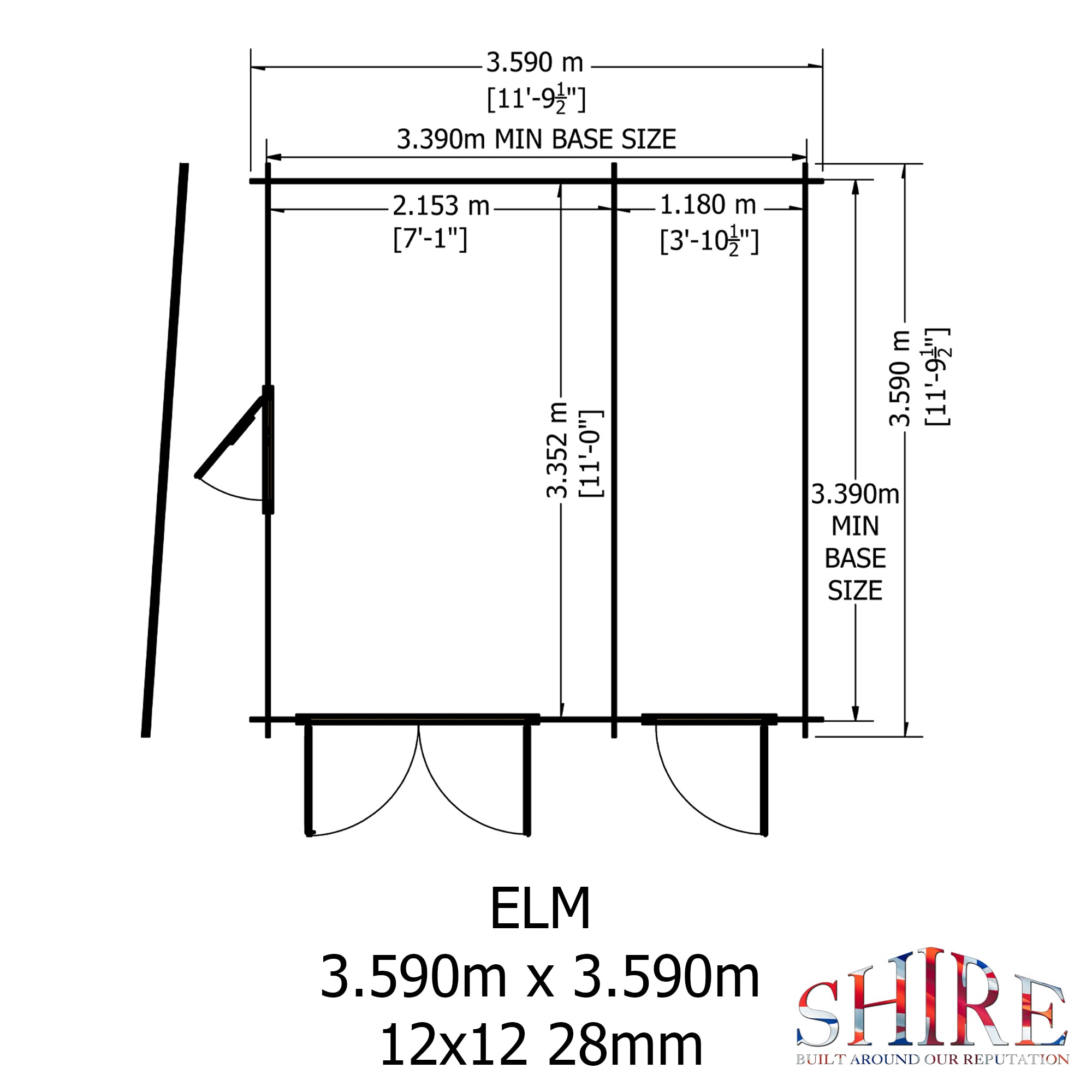 Shire Elm 12x12 Log Cabin