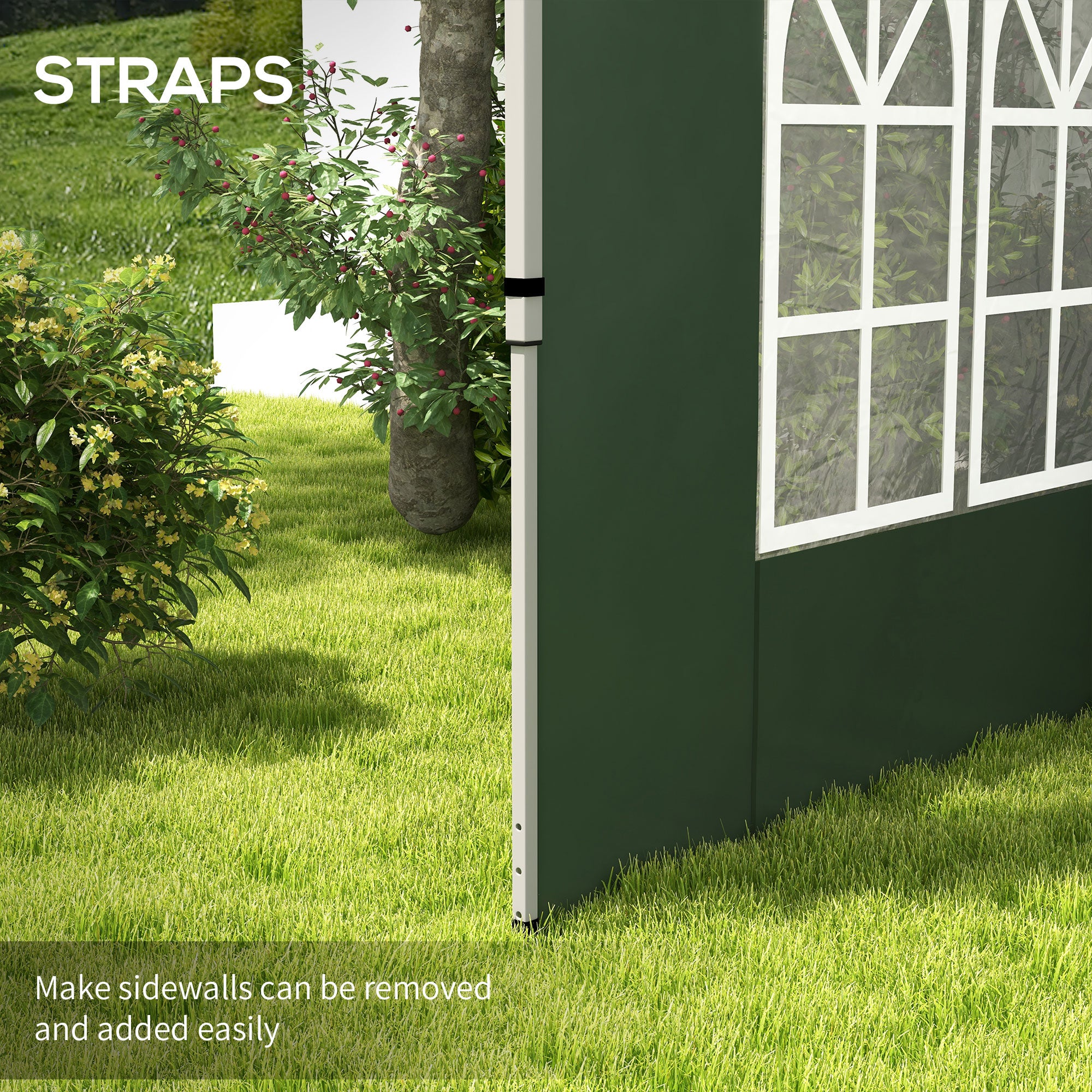 Outsunny Gazebo Side Panels, Sides Replacement with Window for 3x3(m) or 3x4m Pop Up Gazebo, 2 Pack, Green - anydaydirect