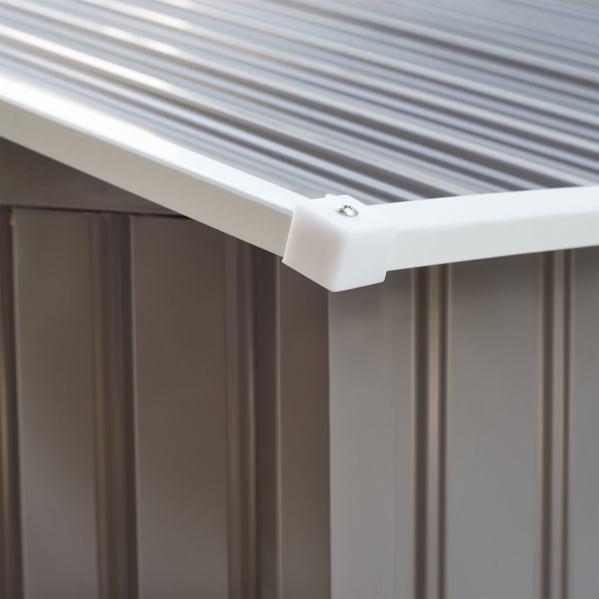 Outsunny 9 x 6 ft Metal Garden Storage Shed Sloped Roof Tool House with Foundation Ventilation & Double Door, Grey - anydaydirect