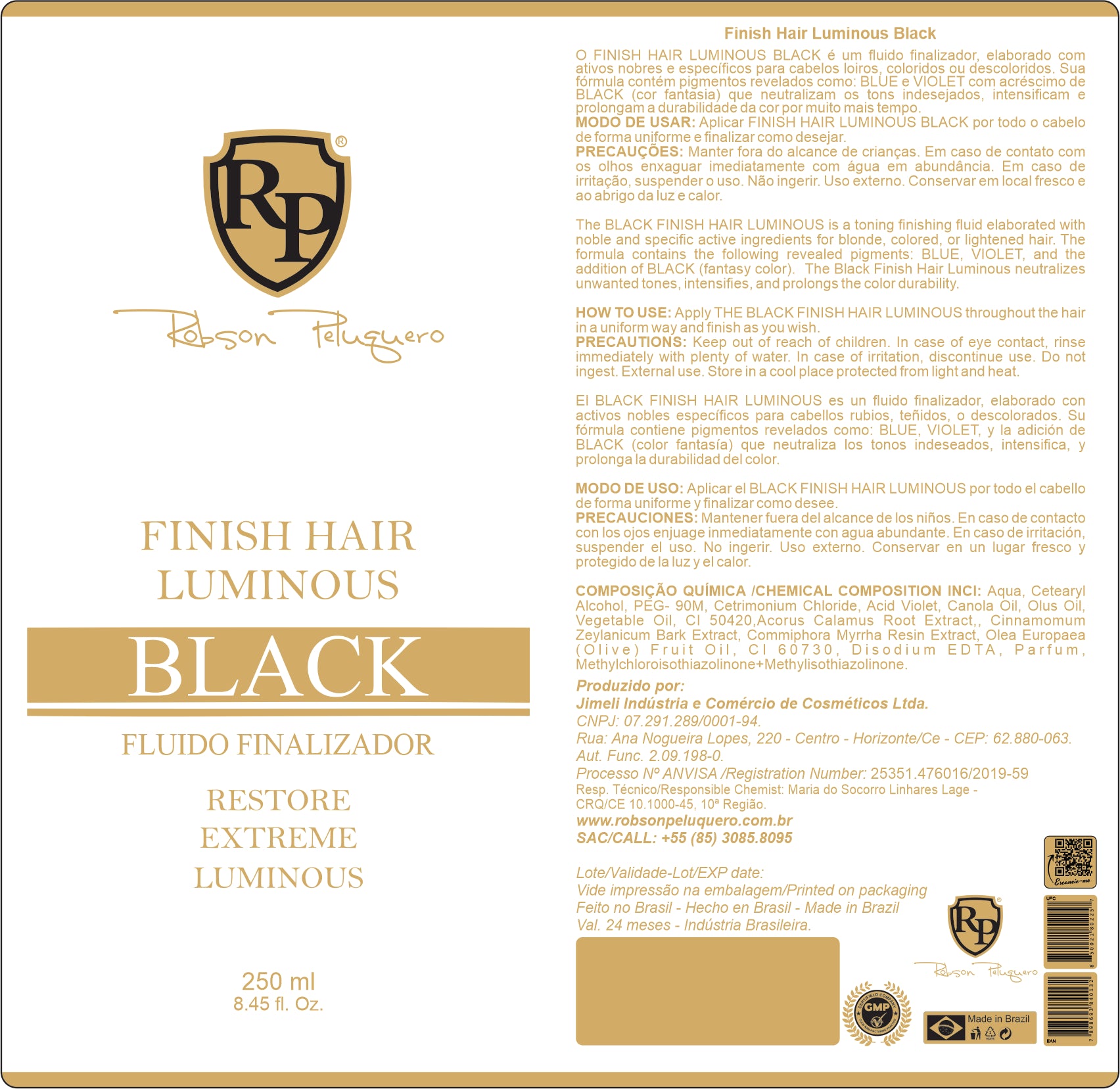 Robson Peluquero Finaliser Black 250ml - anydaydirect