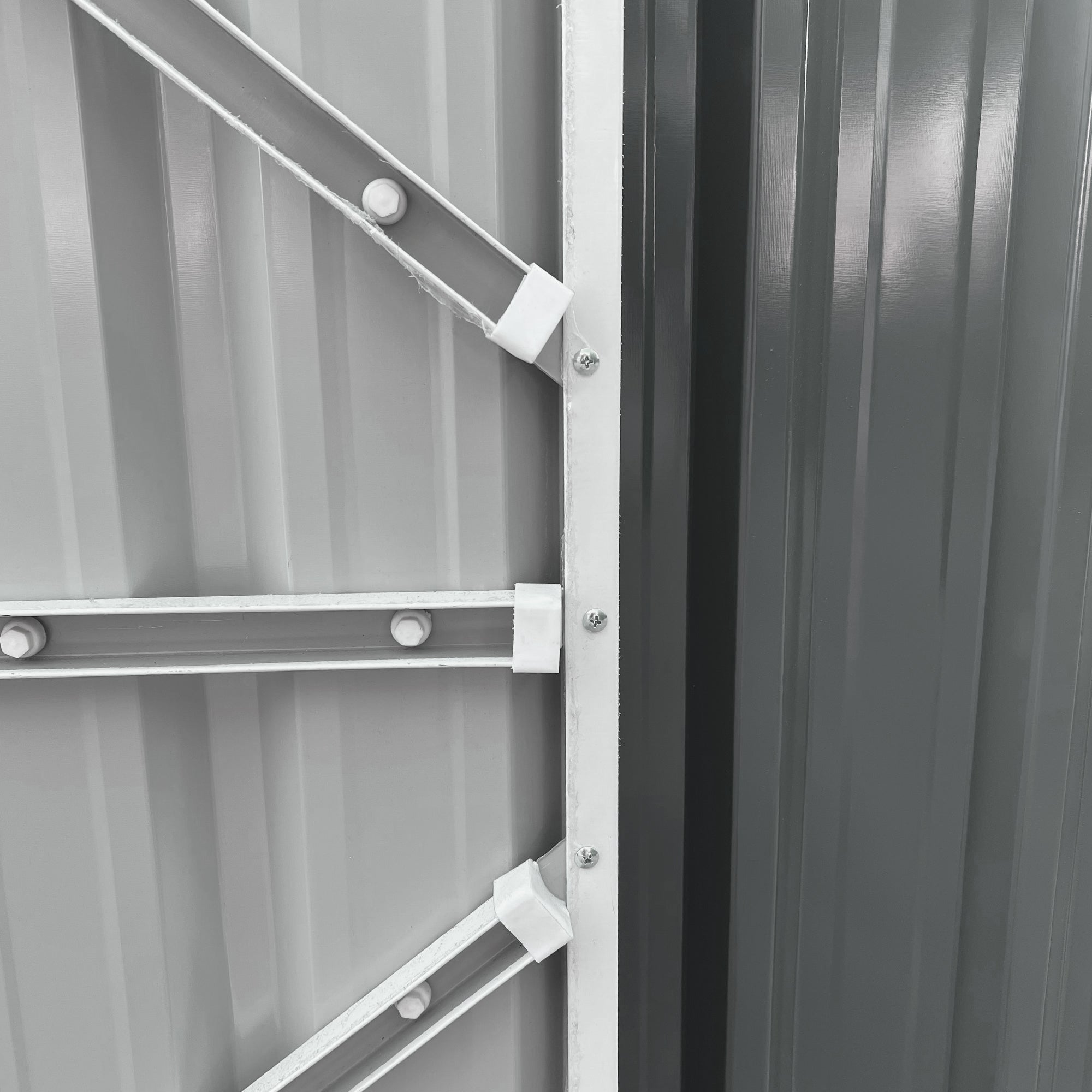 Outsunny 14 x 9 ft Lockable Garden Shed Large Patio Roofed Tool Metal Storage Building Foundation Sheds Box Outdoor Furniture, Grey - anydaydirect