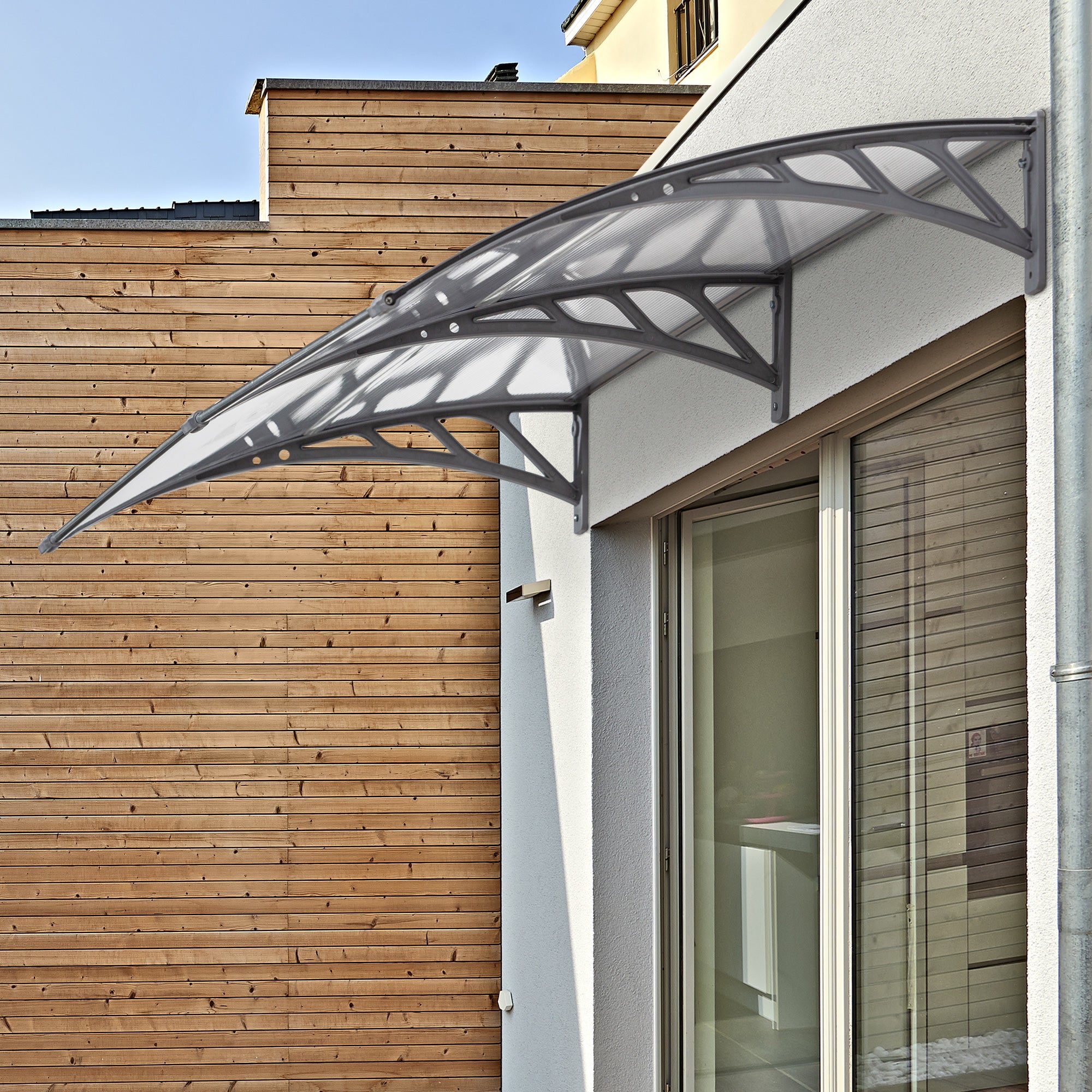 Outsunny Door Canopy Awning Outdoor Window Rain Shelter Cover for Front/Back Door Porch Clear 196 x 75cm - anydaydirect
