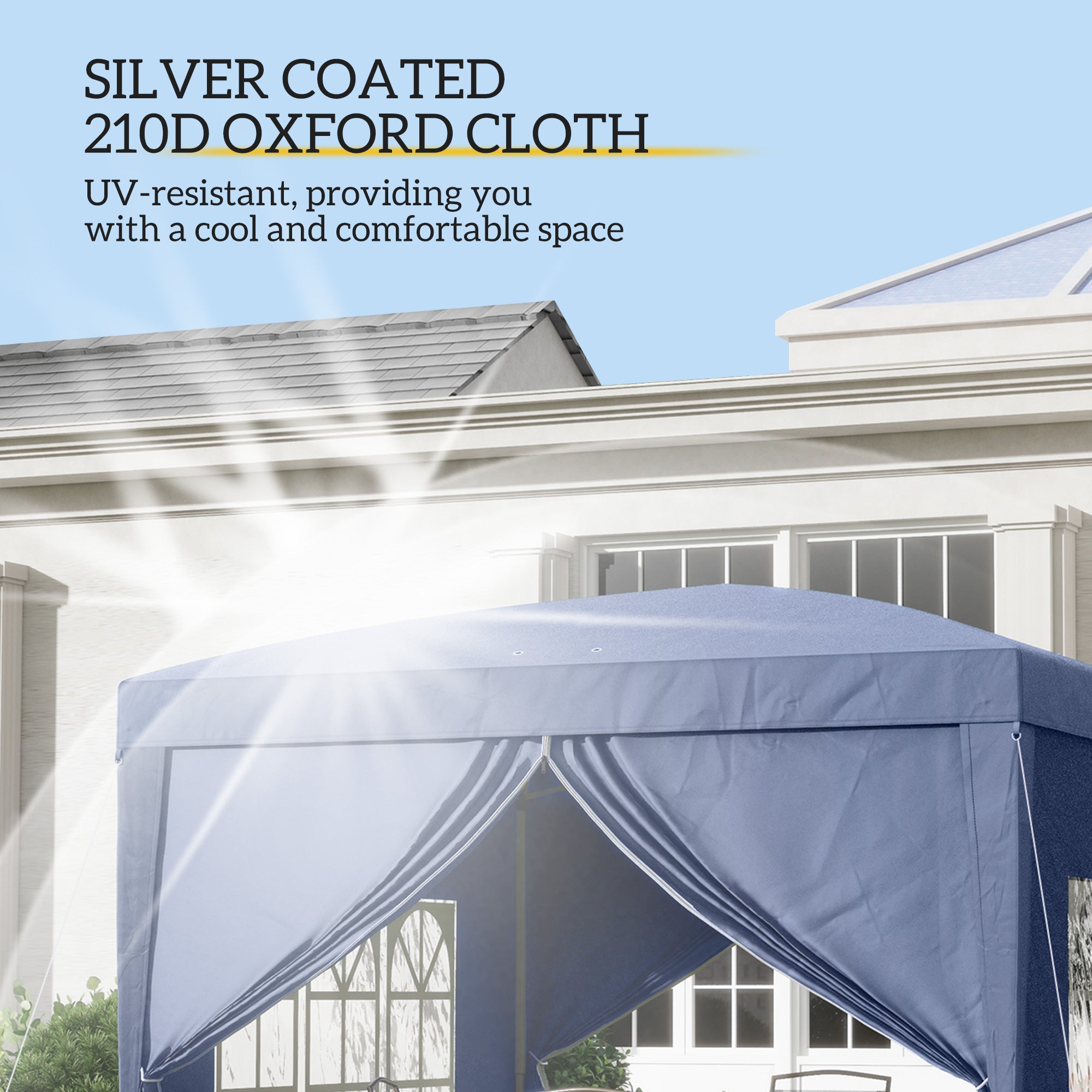 Outsunny 3 x 3(m) Pop Up Gazebo, Water and UV Resistant Party Tent Camping Canopy Marquee with Carry Bag, Blue - anydaydirect