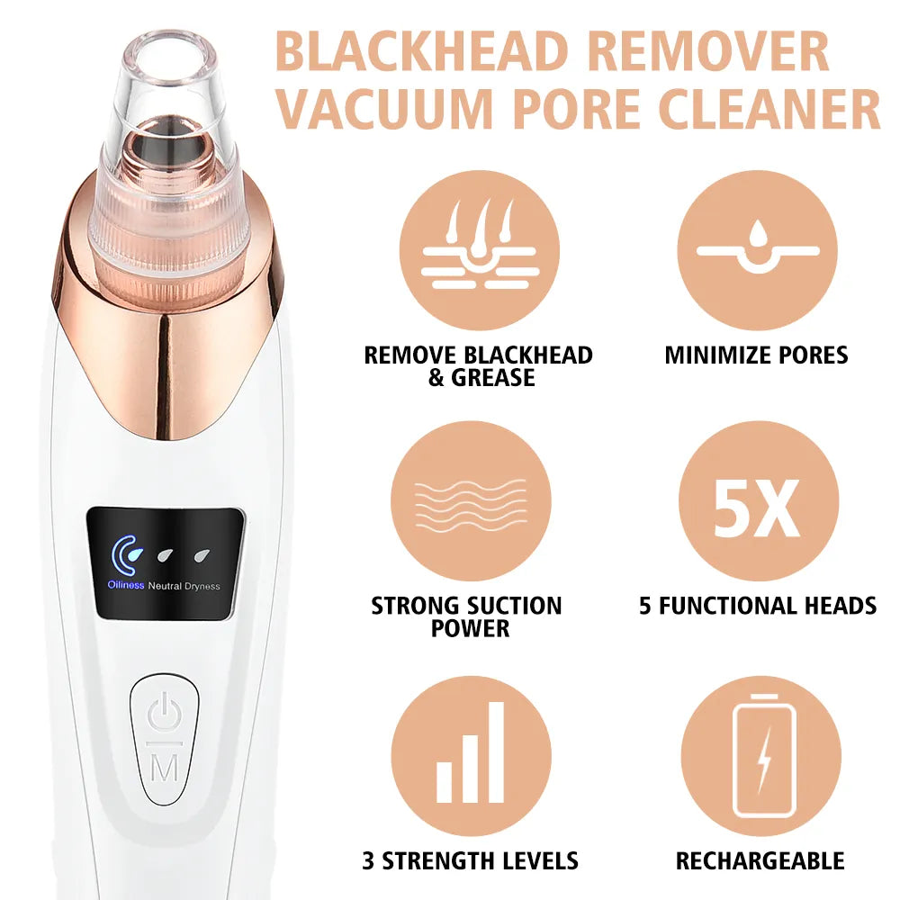 Electric Blackhead Remover Vacuum Acne Cleaner Black Spots Removal Facial Deep Cleansing Pore Cleaner Machine Skin Care Tools - anydaydirect