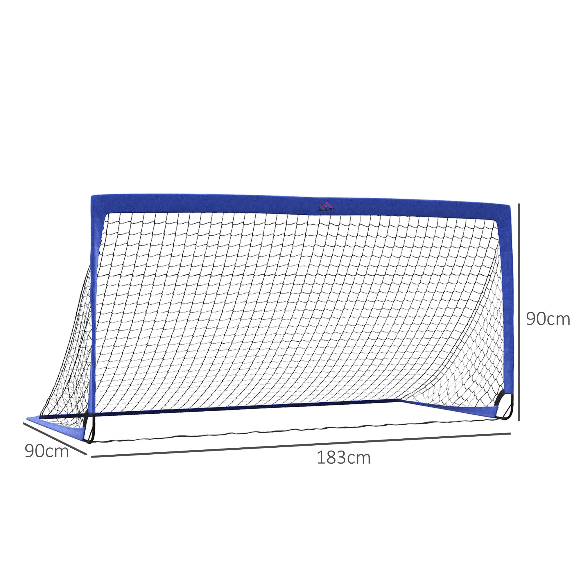 HOMCOM Set of 2 Football Goal Net 6 x 3 ft Foldable Outdoor Sport Training Teens Adults Football with Carrying Bag Blue - anydaydirect
