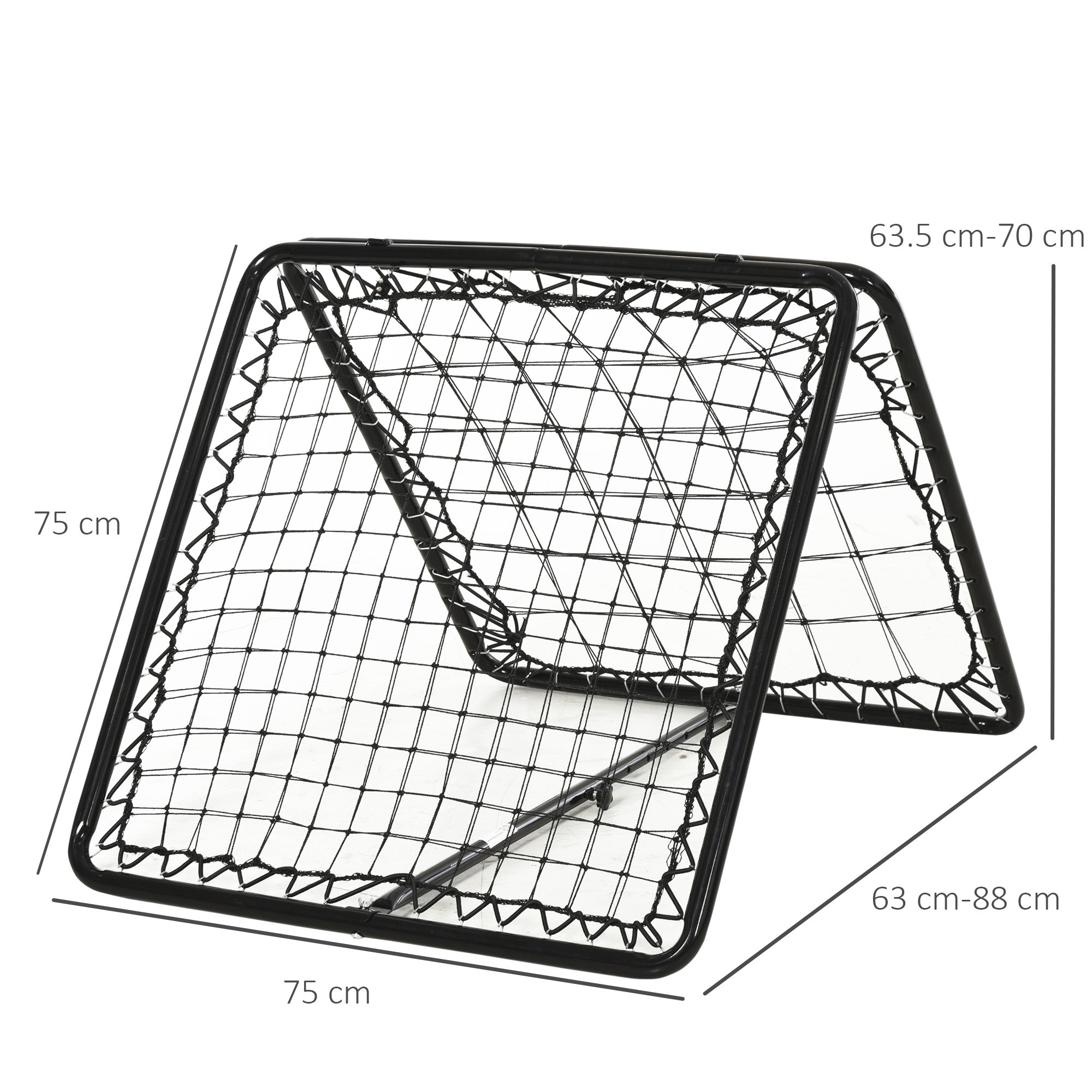 HOMCOM Angle Adjustable Double Sided Rebounder Net Training Aid Target Soccer Goal Kickback For Football, Baseball, Basketball - 75L x 75W cm - anydaydirect