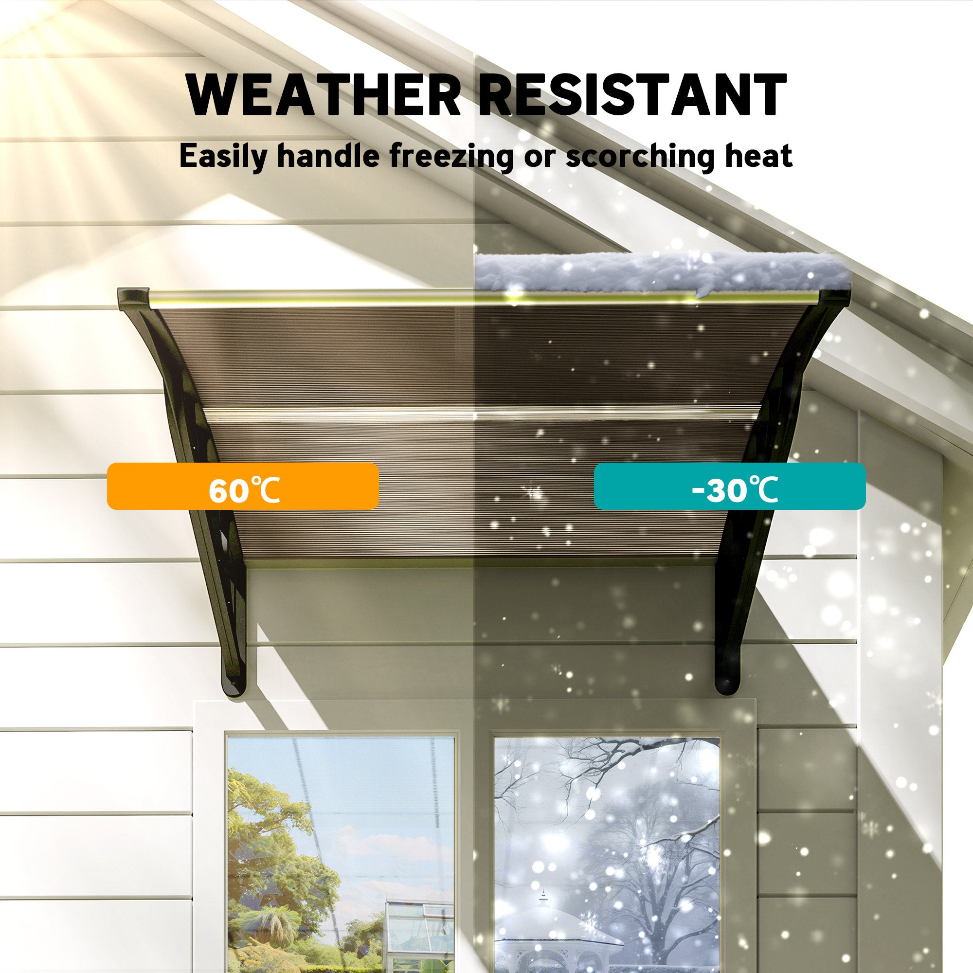 Outsunny Front Door Canopy, Outdoor Awning, Rain Shelter for Window, Porch and Front/Back Door, 103 x 96.5 cm, Brown - anydaydirect