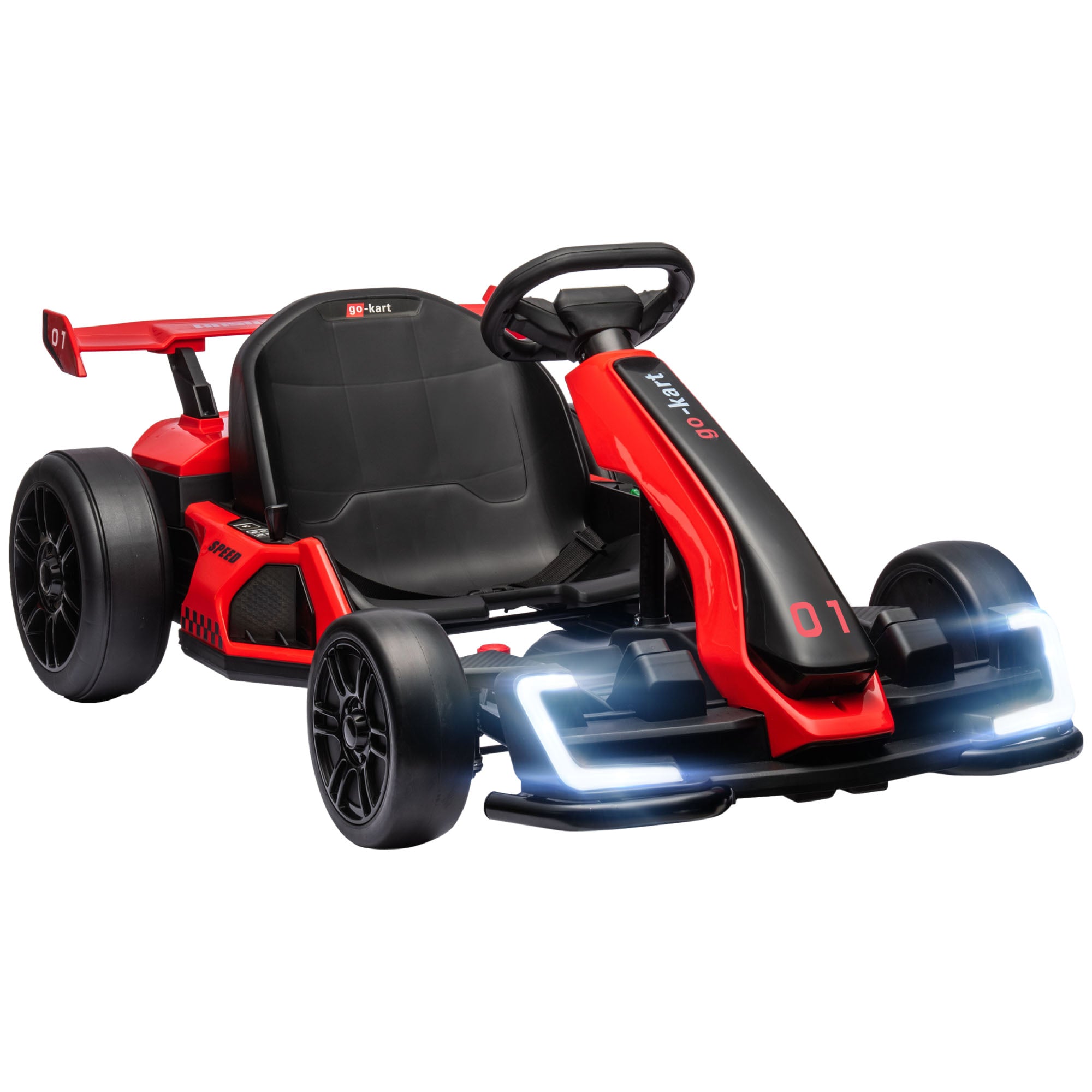 HOMCOM 24V Electric Go Kart for Kids with Adjustable Seat for 6-12 Years Old, Red - anydaydirect