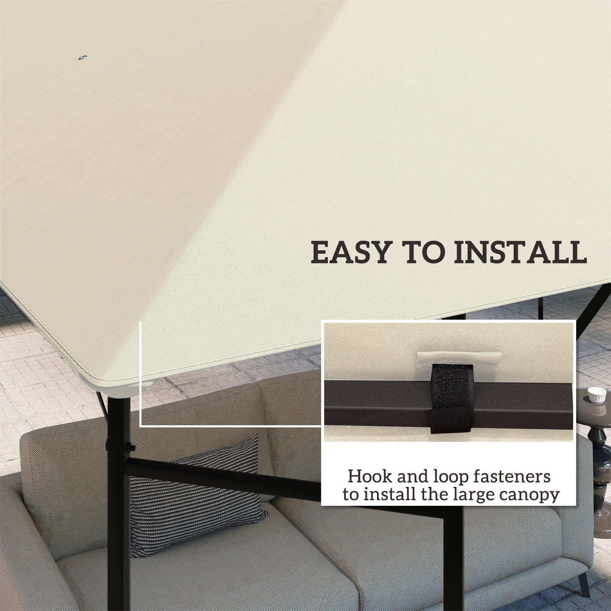 Outsunny 3 x 3(m) Gazebo Canopy Replacement, for 01-0867 - Cream - anydaydirect