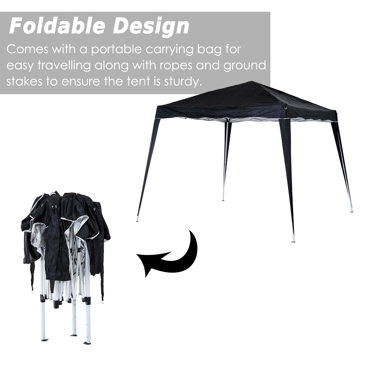 Outsunny 3 M x 3 M Base/ 2.5 M x 2.5 M Top Pop Up Gazebo with Carry Bag, Height Adjustable Slant Leg Party Tent Instant Event Shelter for Garden, Patio, Black - anydaydirect