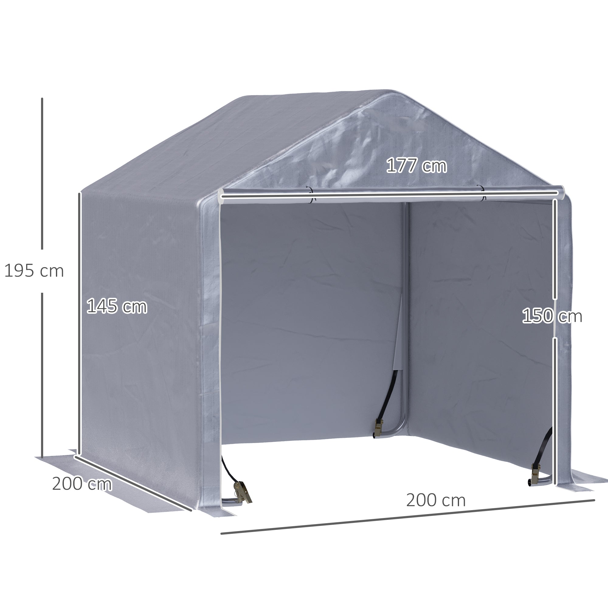 Outsunny 2 x 2m Garden Fabric Storage Tent - Grey - anydaydirect