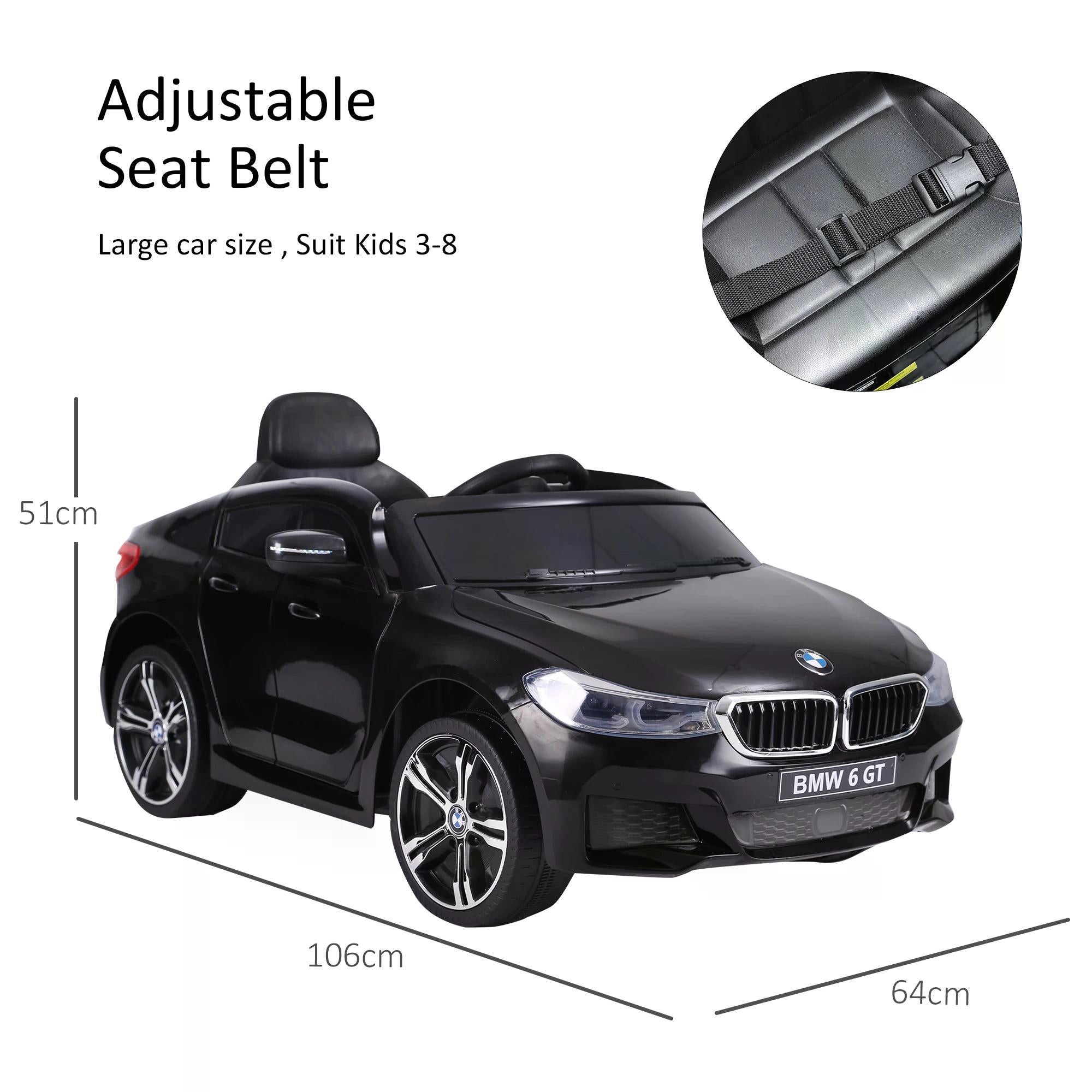 HOMCOM Kids Electric Ride On Car 6V Licensed BMW 6GT W/ Remote-Black - anydaydirect