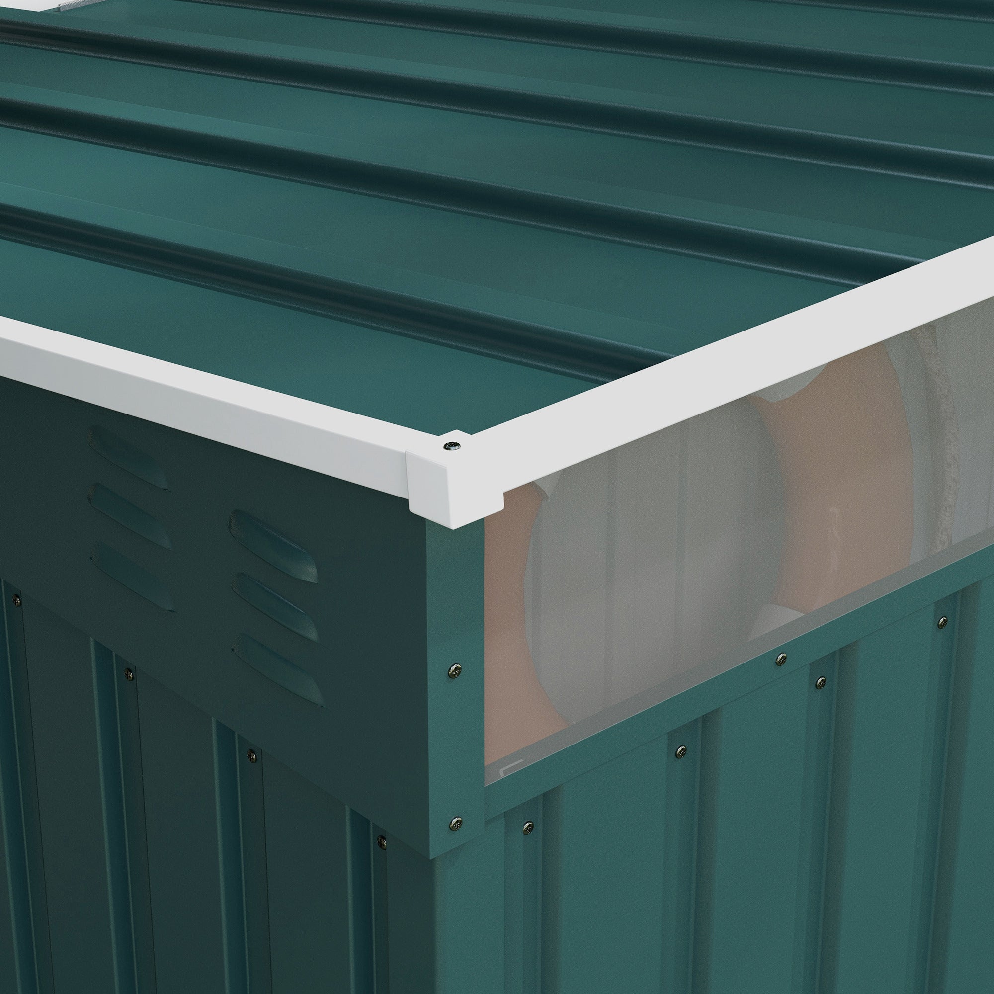 Outsunny 6.5 x 4FT Galvanised Metal Shed with Foundation, Lockable Tool Garden Shed with Double Sliding Doors and 2 Vents, Green - anydaydirect