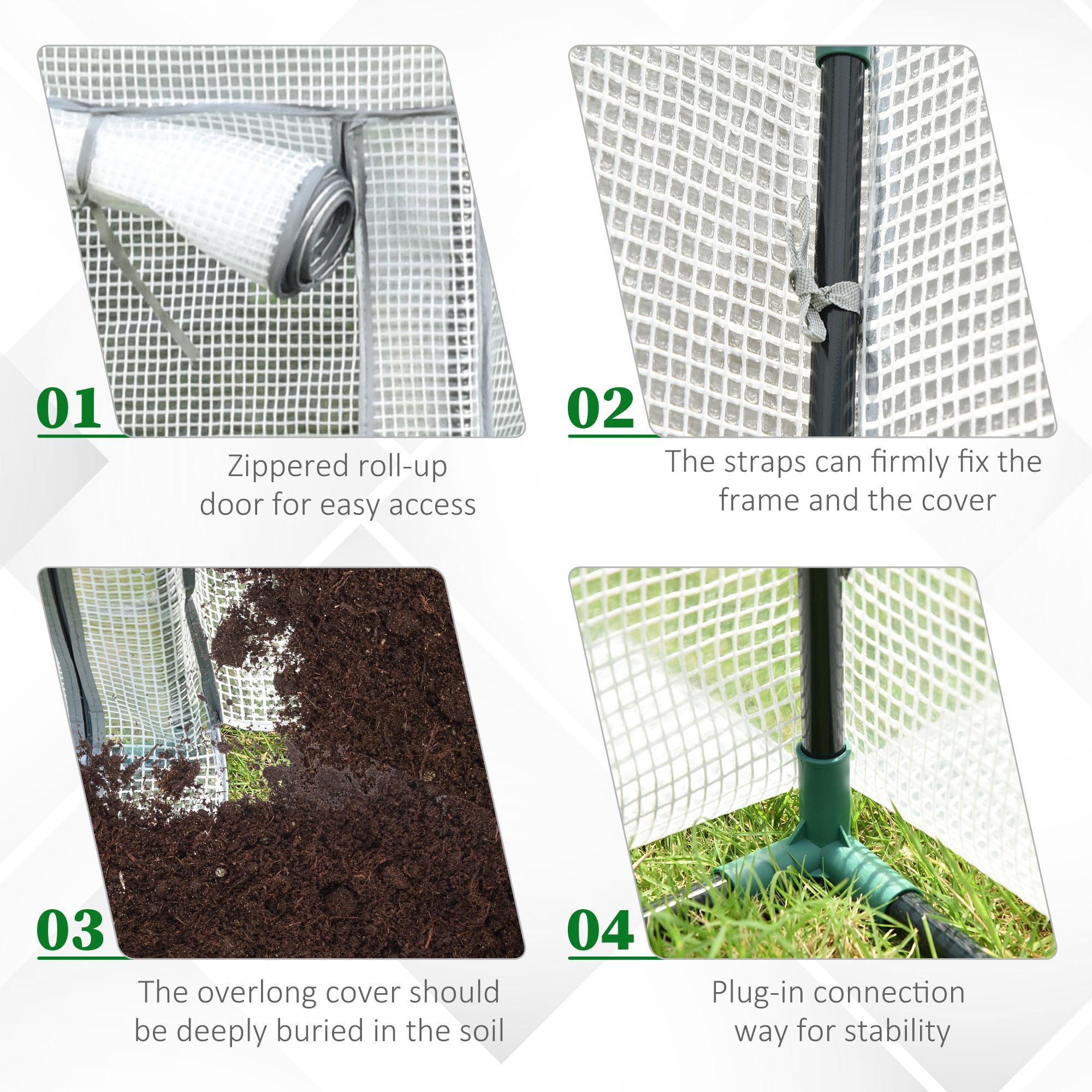 Outsunny 100 x 50 x 150cm Tomato Greenhouse with Roll-up Door, Mini Greenhouse with PE Cover, Outdoor Grow House Small Green House for Yard, Balcony, Garden, White - anydaydirect