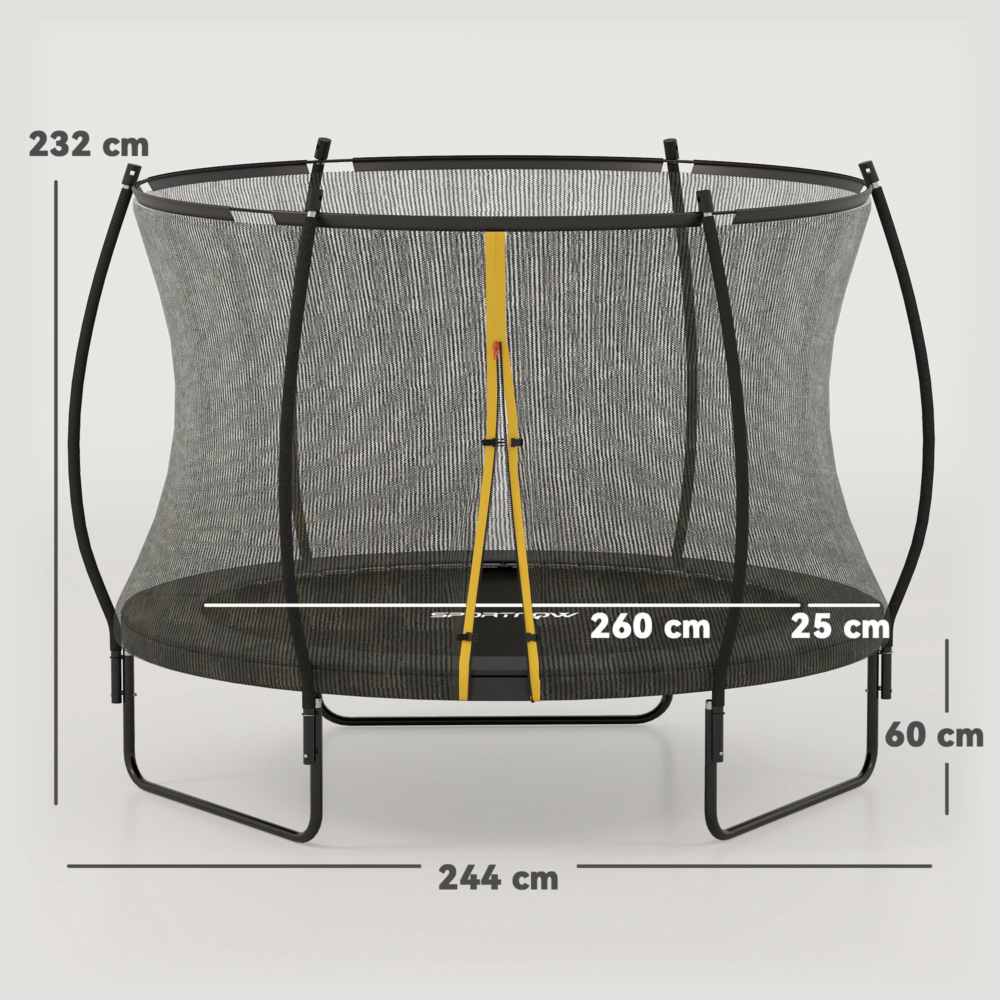 SPORTNOW 8ft Outdoor Trampoline with Enclosure Net, Spring Cover, Black - anydaydirect