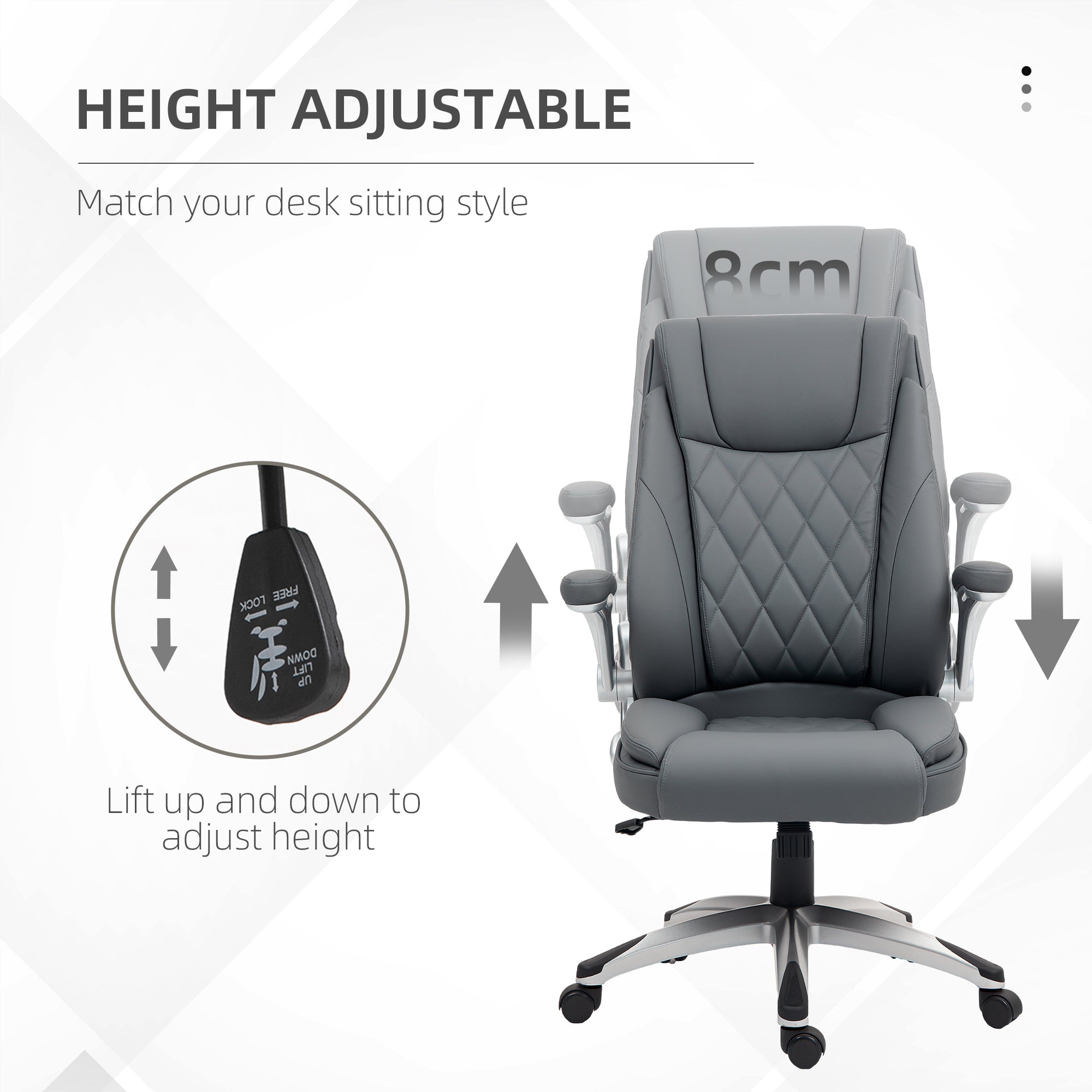 Vinsetto Faux Leather Executive Swivel Office Chair - Dark Grey - anydaydirect