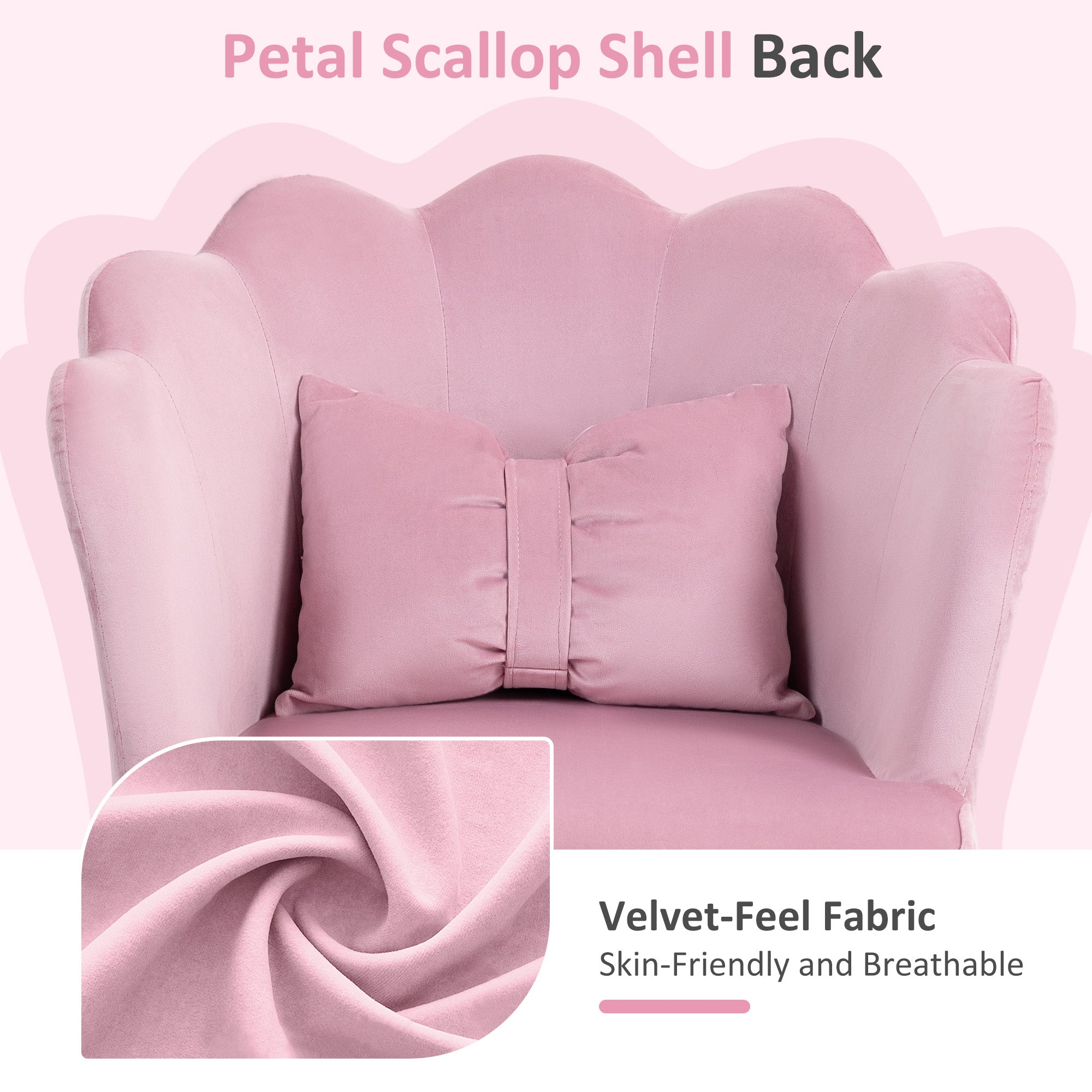 HOMCOM Velvet-Feel Petal Back Office Chair - Pink - anydaydirect