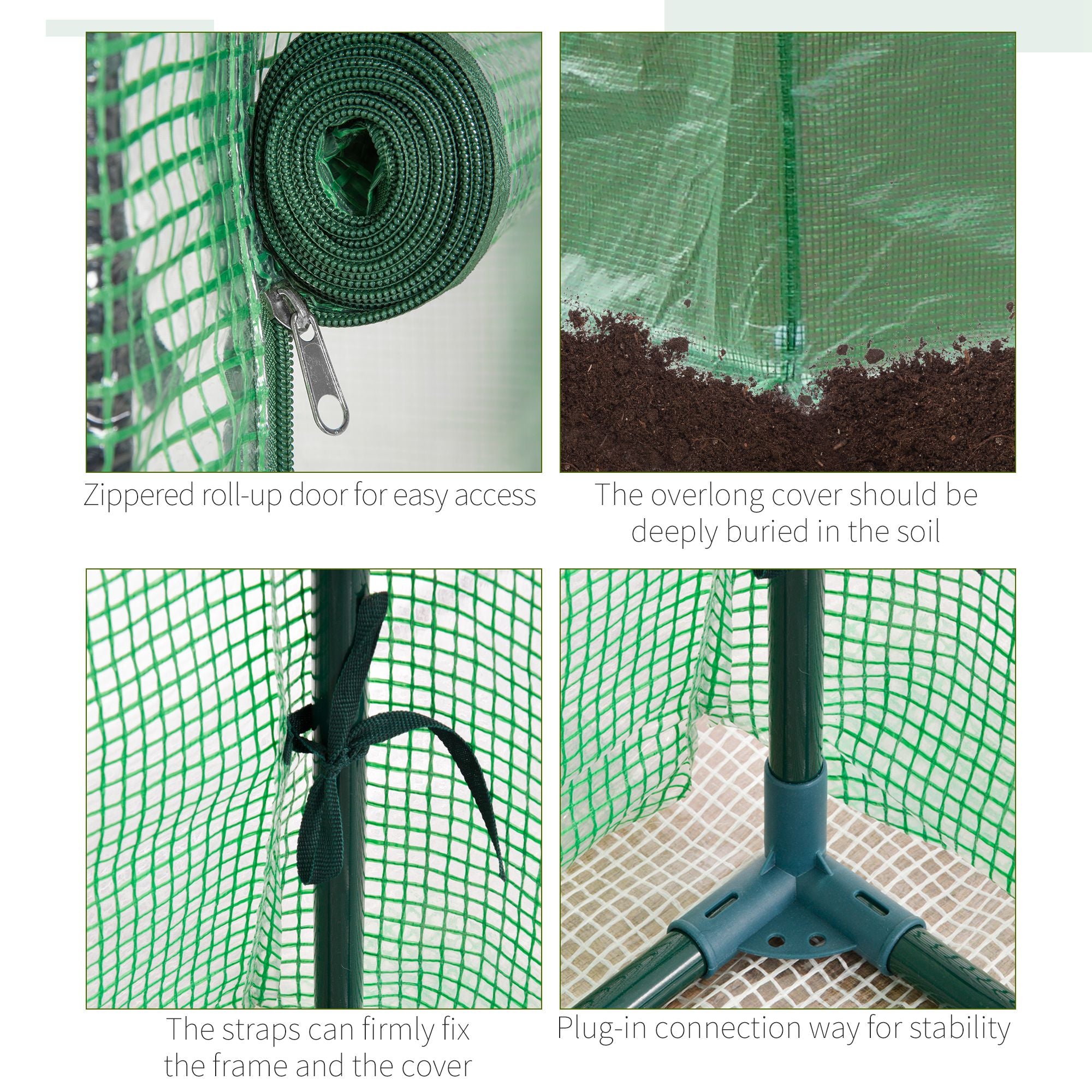 Outsunny 100 x 50 x 150cm Tomato Greenhouse Steel Frame PE Cover with Roll-up Door Outdoor for Backyard, Balcony, Garden, Green - anydaydirect