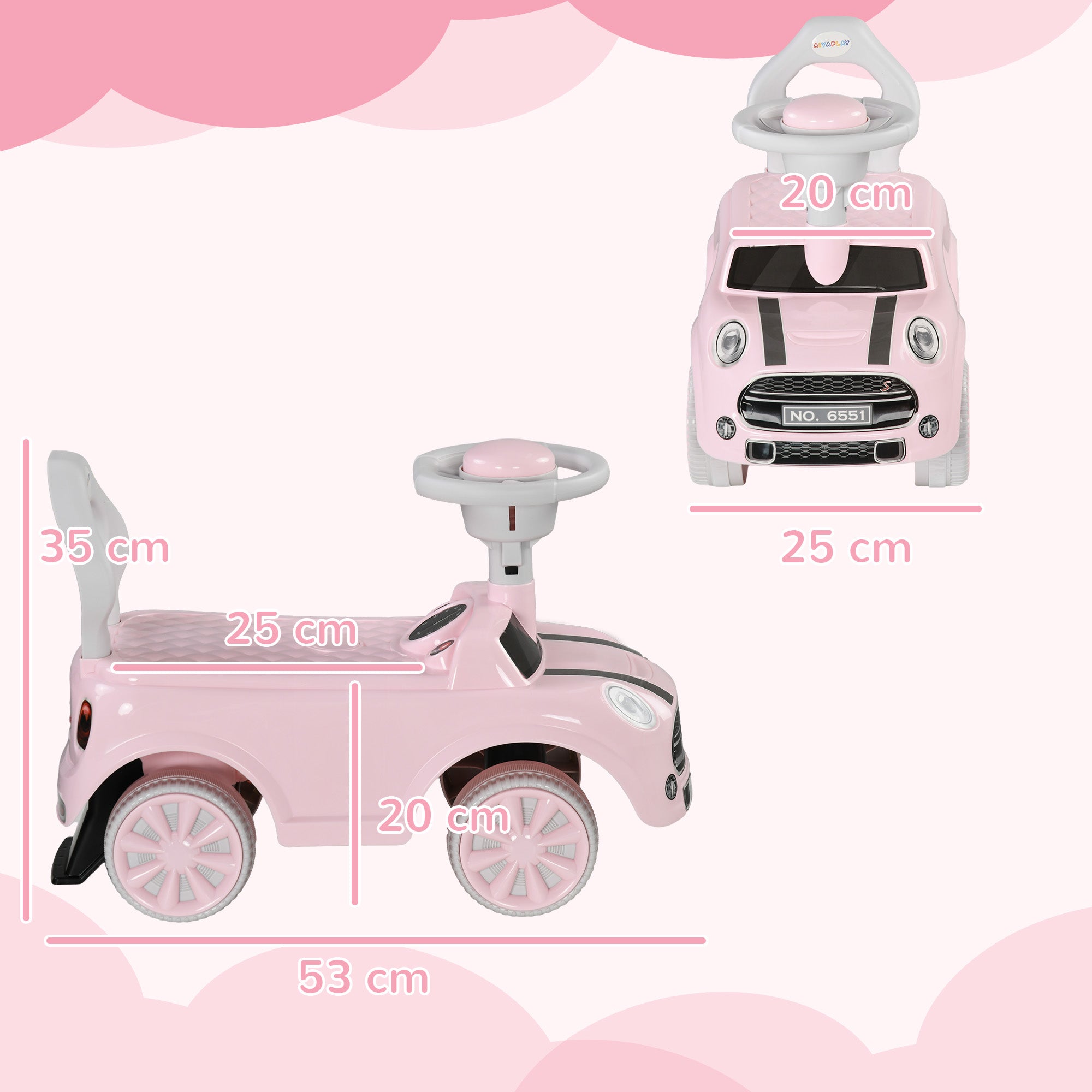 AIYAPLAY Foot To Floor Ride On Car Sliding Car w/ Air Horn, Anti-Over-Backwards, 18 to 36 Months - Pink - anydaydirect