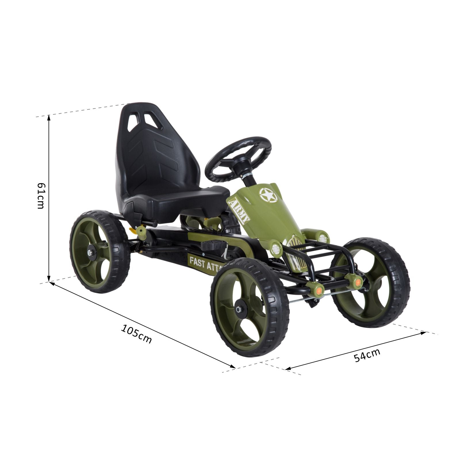 HOMCOM Kids Children Pedal Go Kart Ride On Racer Braking System Adjsuatble Seat Green - anydaydirect
