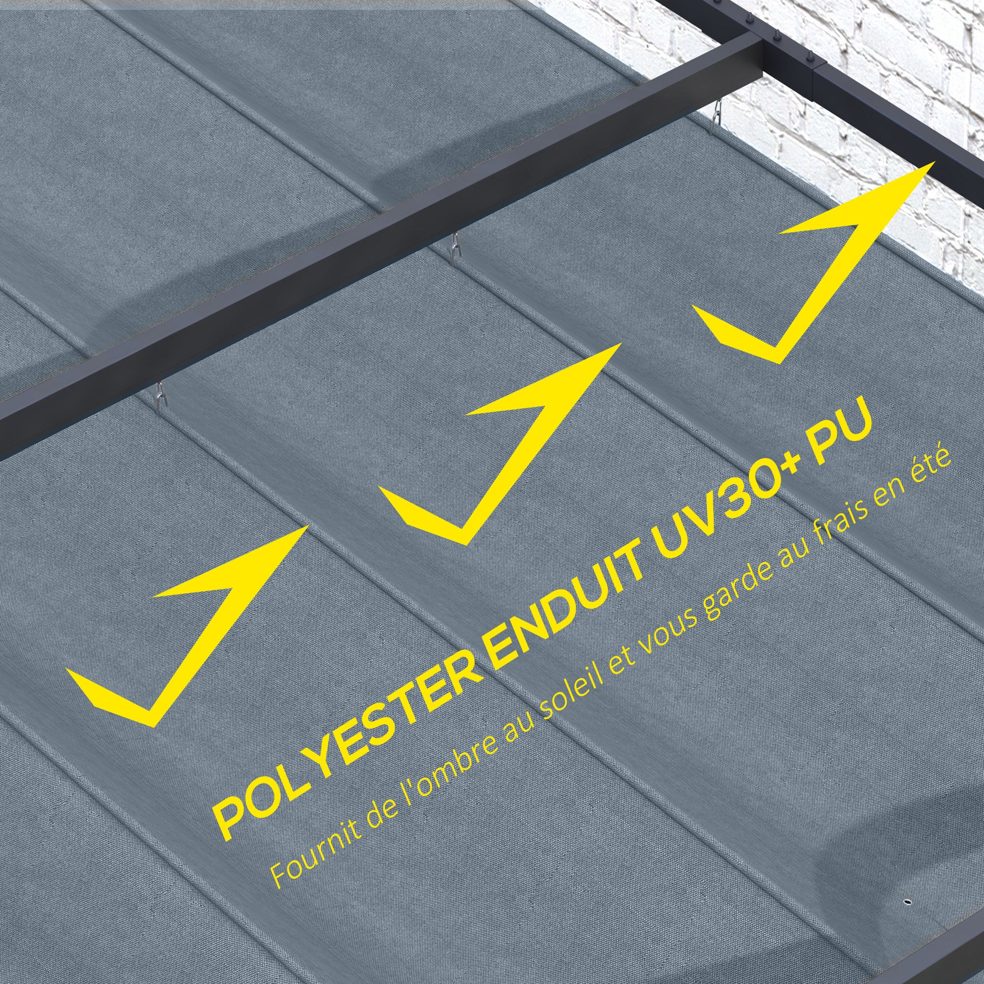 Outsunny Pergola Roof, Retractable Sun Shade Cover for 2.85 x 2m Pergola, UV30+ Protected, Dark Grey - anydaydirect