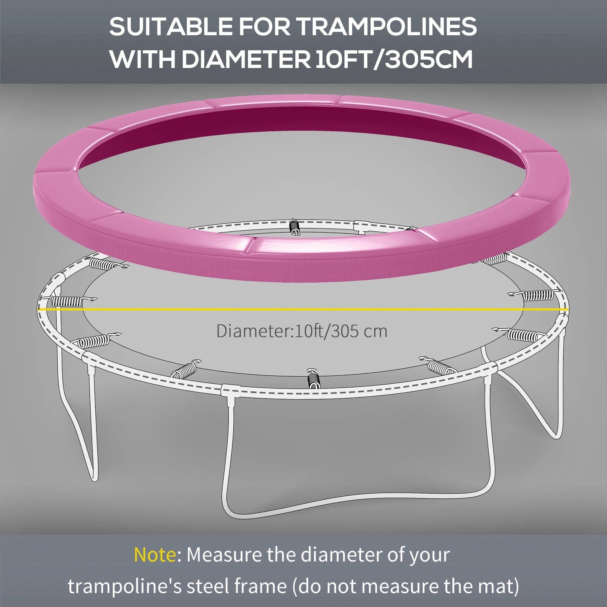 SPORTNOW 10FT Trampoline Spring Cover, Plastic Trampoline Pad Replacement with Elastic Cord, Waterproof, UV Resistant and Tear-Resistant, Pink - anydaydirect