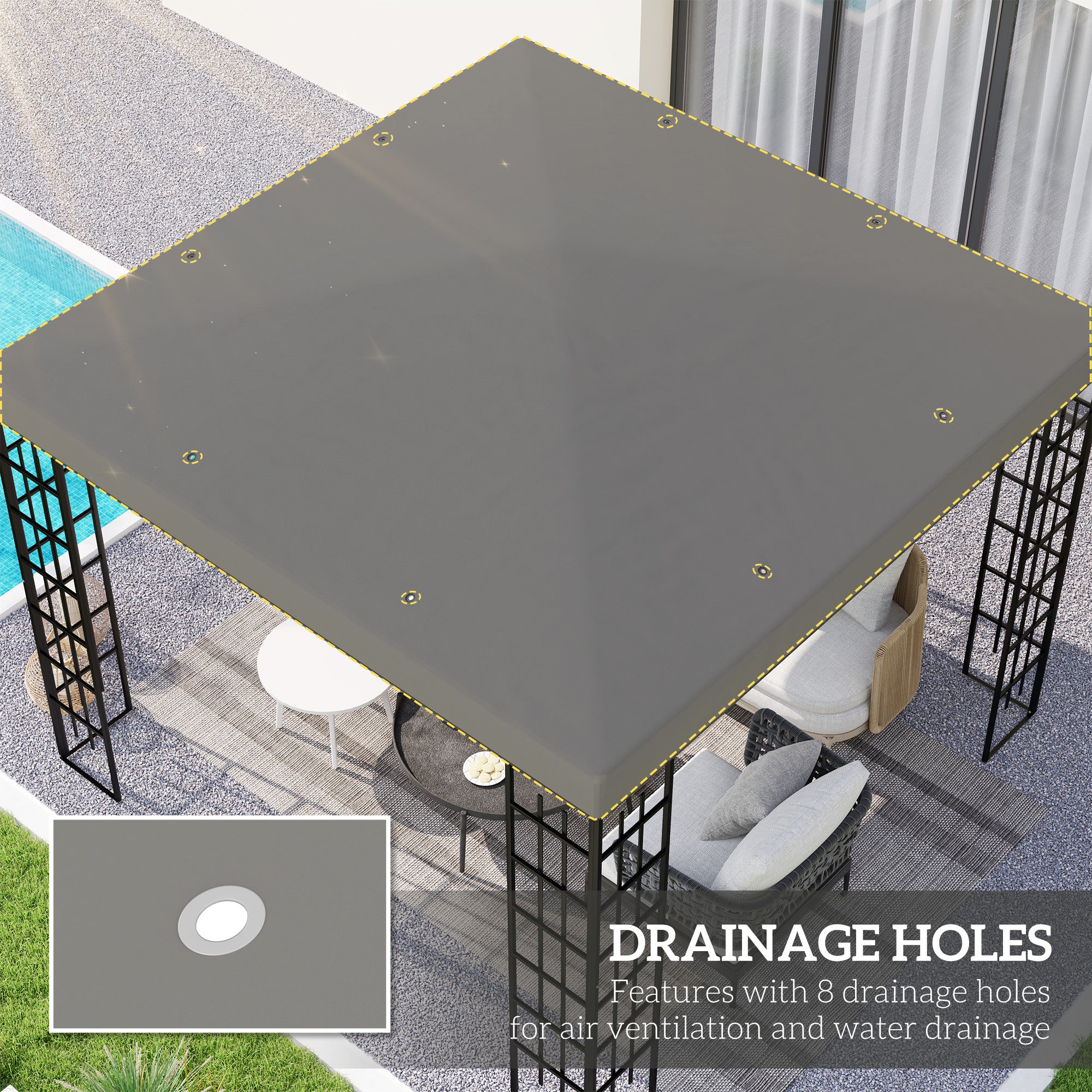 Outsunny 3 x 3(m) Gazebo Frame Replacement - Grey - anydaydirect