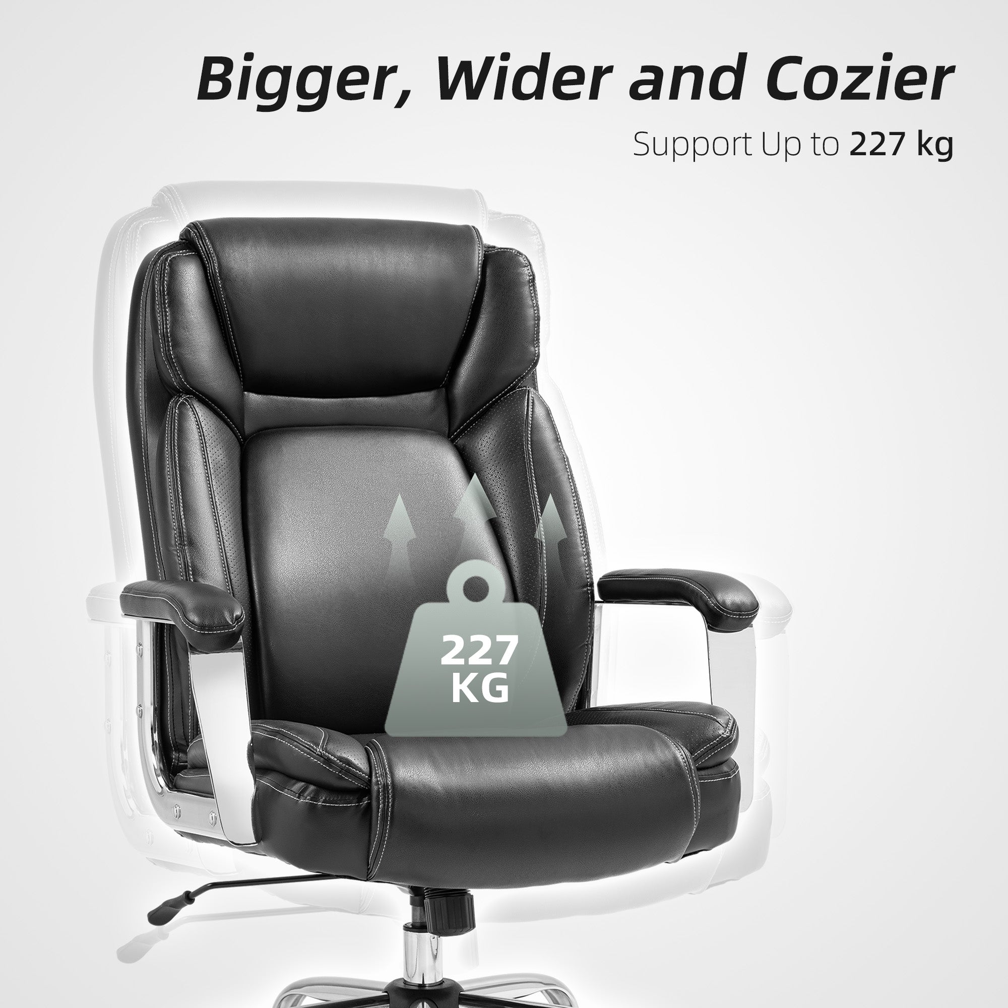 HOMCOM Ergonomic Office Chair, Heavy Duty Faux Leather Desk Chair with Tilt Function, Adjustable Height, 227kg 500LBS Swivel Computer Chair for Home Study, Black - anydaydirect