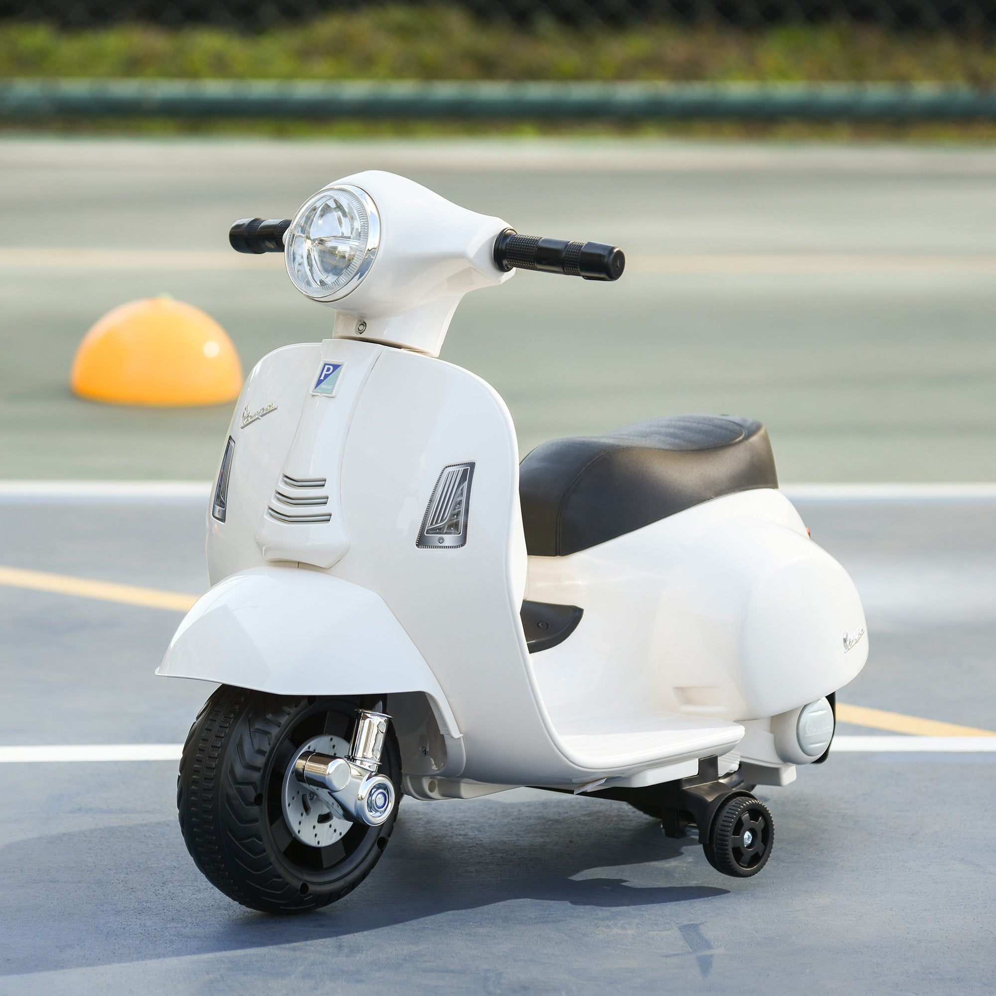 HOMCOM Vespa Licensed Kids Ride On Motorcycle 6V Battery Powered Electric Trike Toys for 18-36 Months with Horn Headlight White - anydaydirect