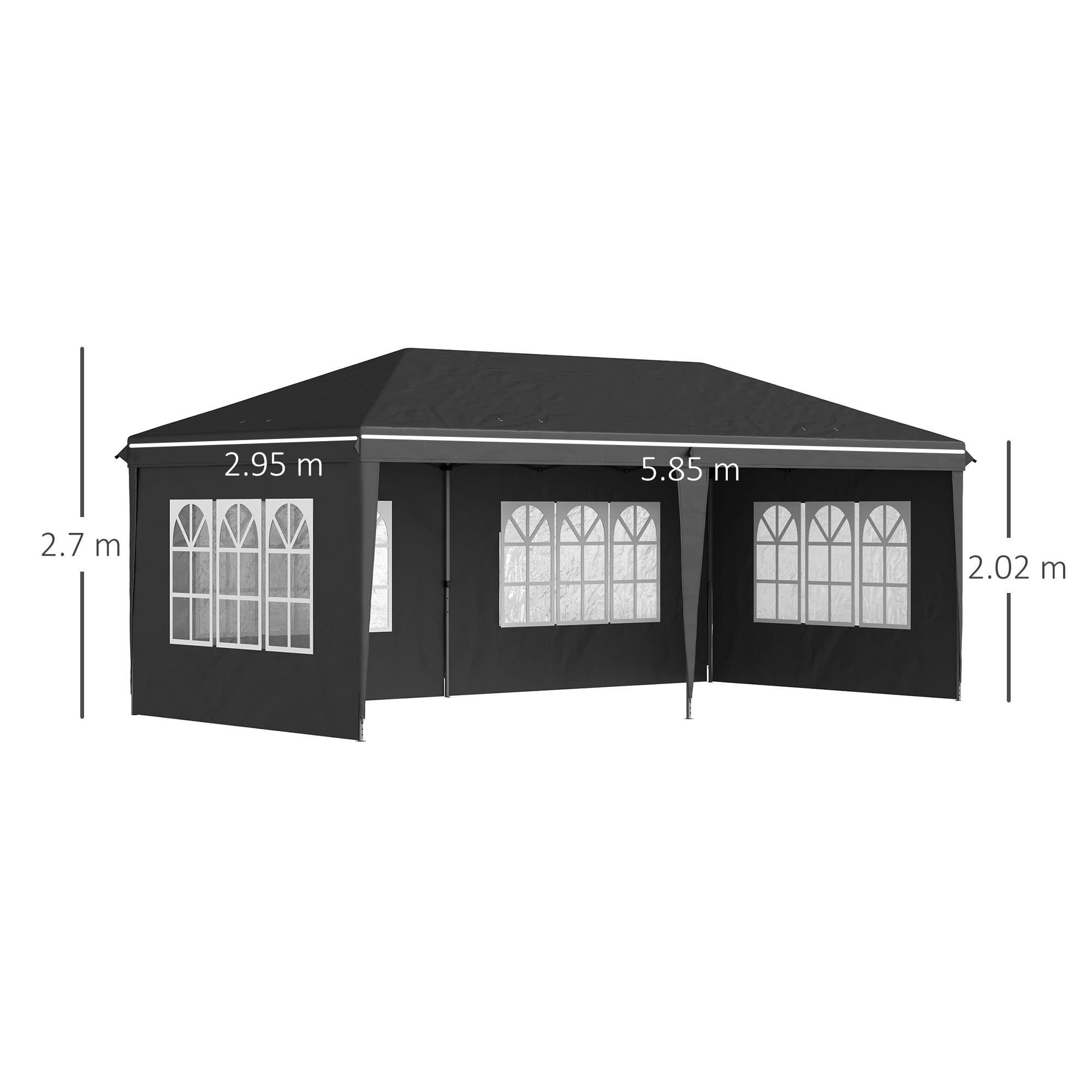 Outsunny 3 x 6m Pop-Up Gazebo, with Removable Walls - Black - anydaydirect