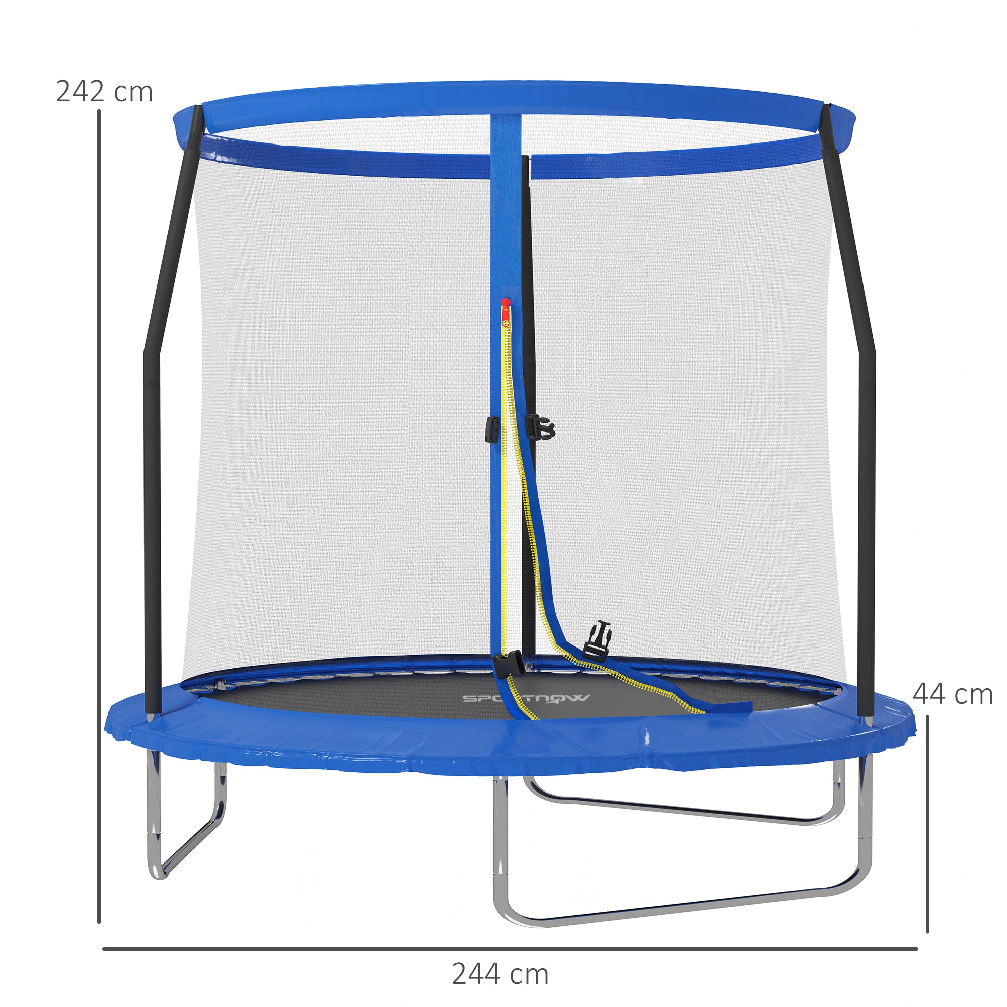 SPORTNOW 8ft Trampoline with Safety Enclosure Net, Steel Frame Outdoor Trampoline, with Edge, Safety Cover - anydaydirect