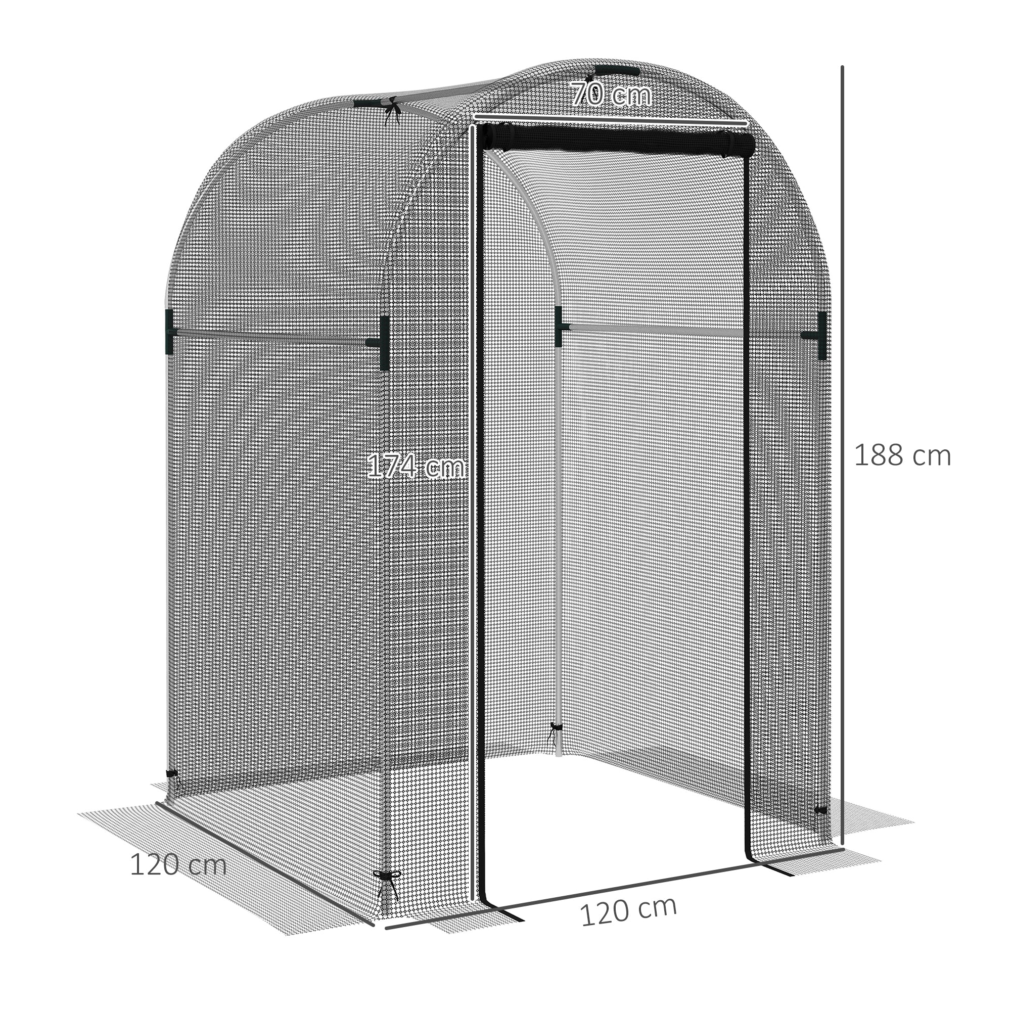 Outsunny Galvanised Steel Fruit Cage, Plant Protection Tent with Zipped Door, 1.2 x 1.2 x 1.9m, Black - anydaydirect