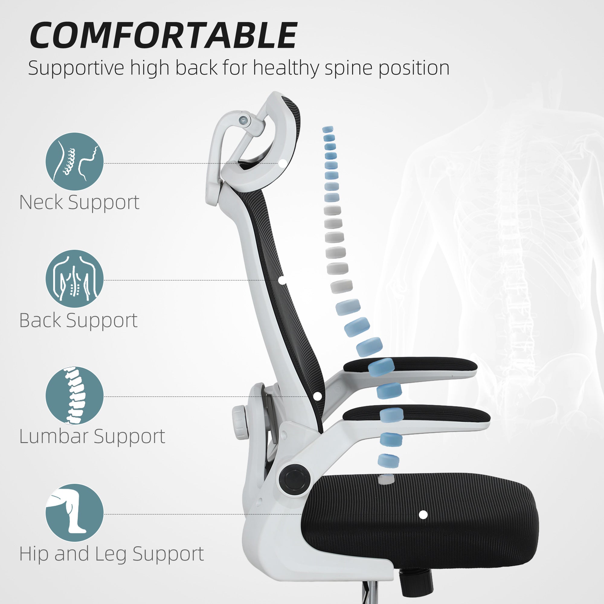 HOMCOM Multi-Adjust Office Chair - Black - anydaydirect