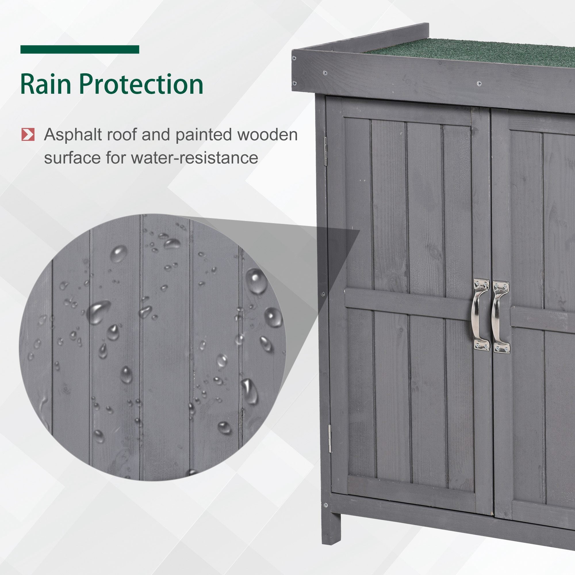 Outsunny Wooden Garden Storage Shed Tool Cabinet Organiser with Shelves, Two Doors,74 x 43 x 88cm, Grey - anydaydirect