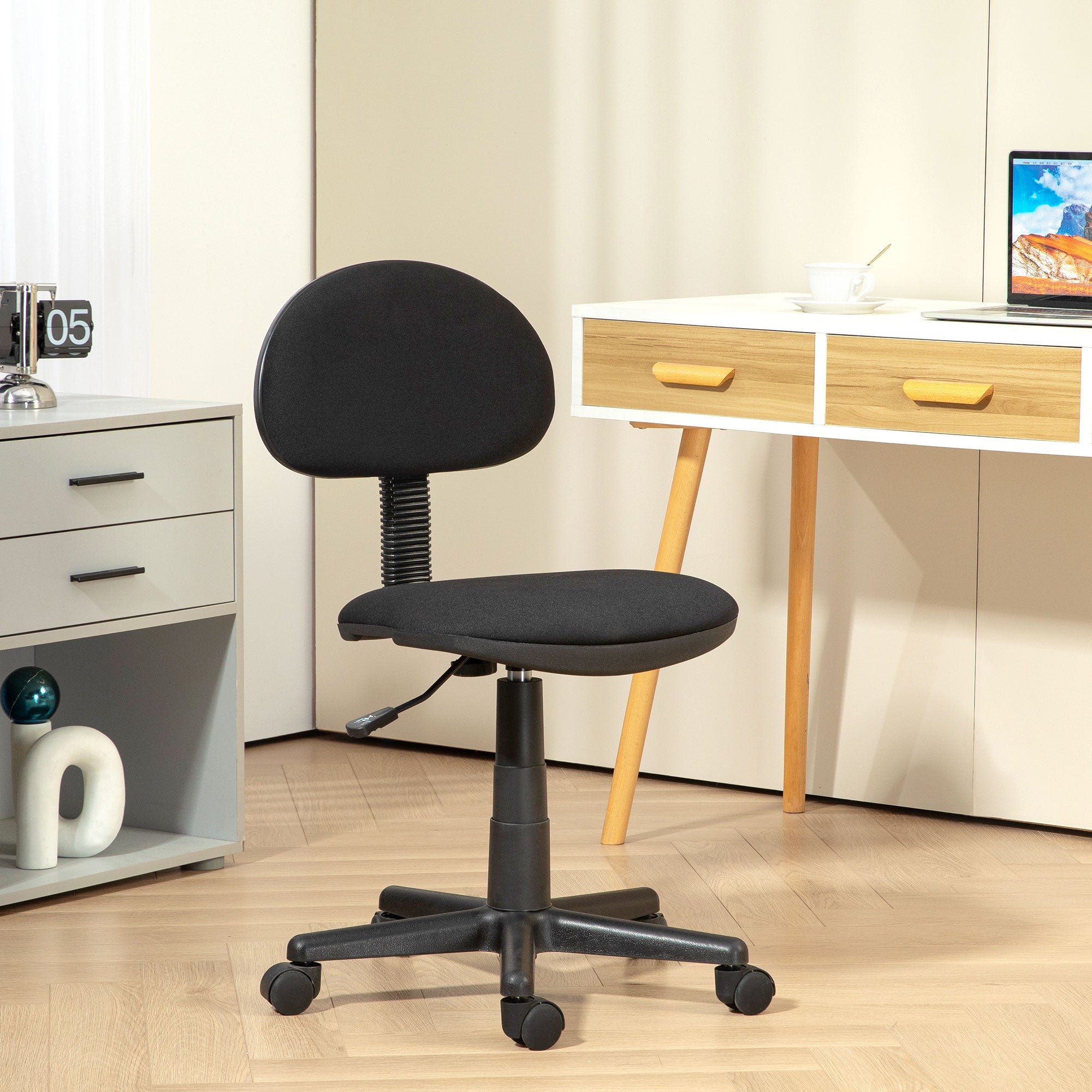 HOMCOM Small Armless Office Chair - Black - anydaydirect