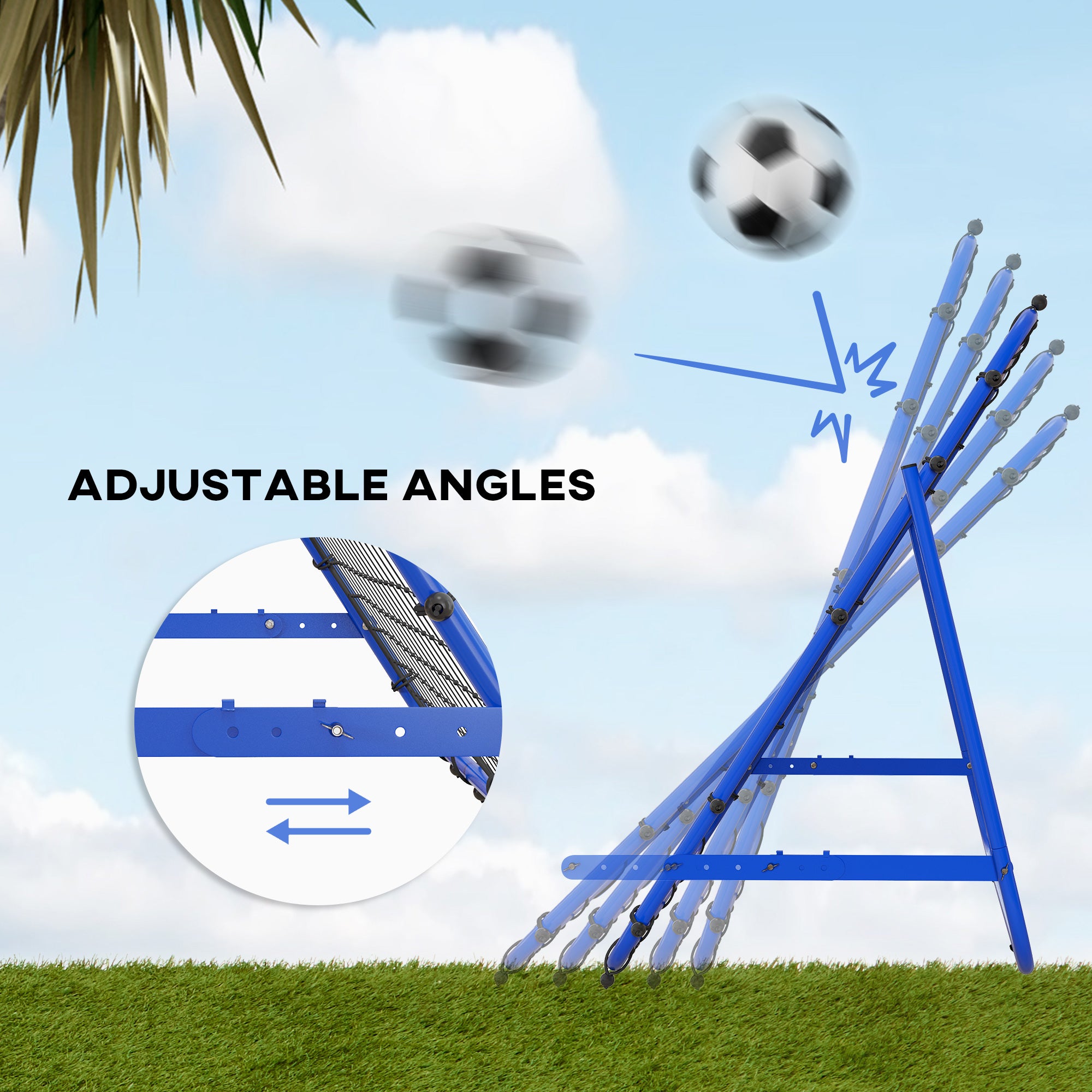 HOMCOM Adjustable Rebounder Net Kickback Target Goal for Teens Adults Training, Blue - anydaydirect