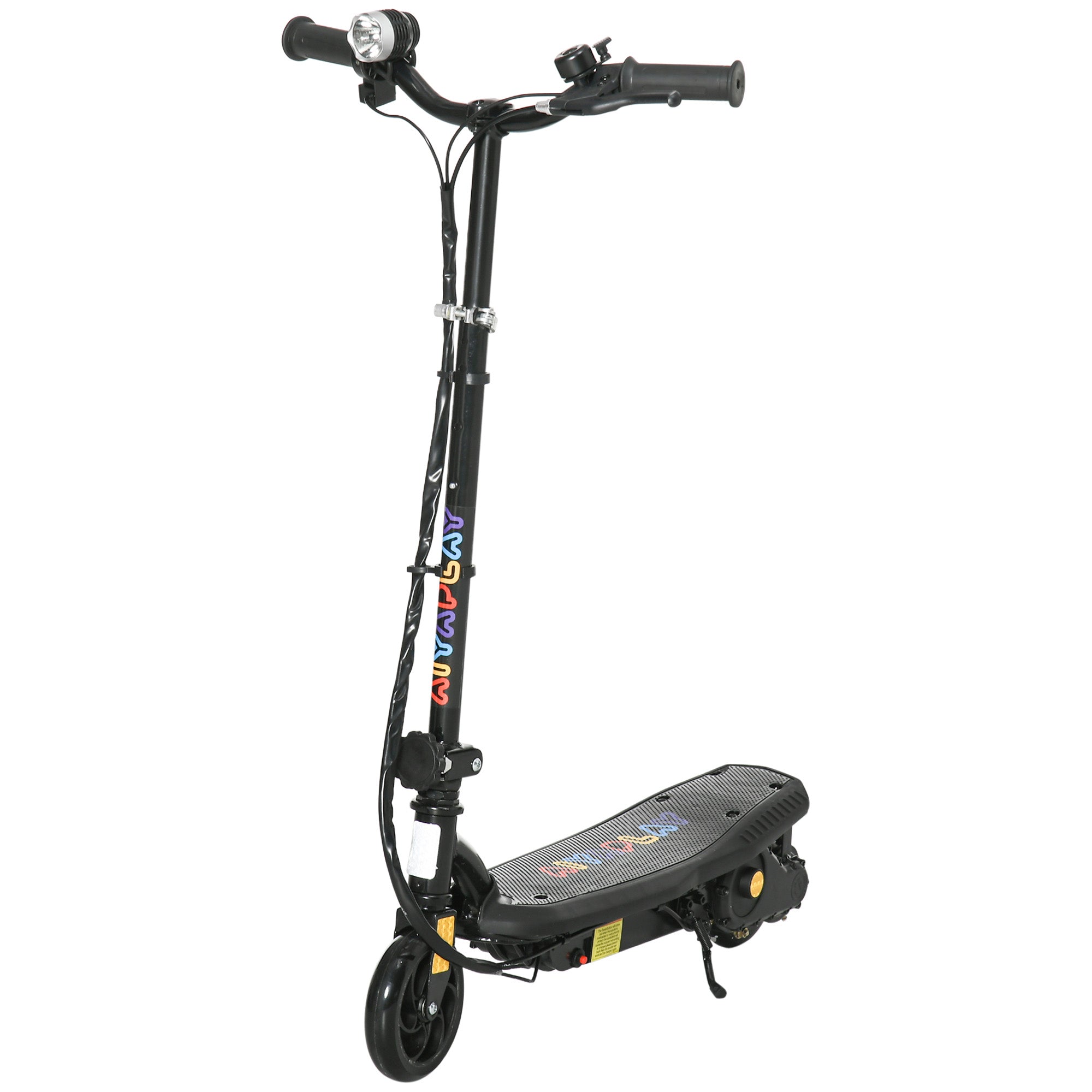 HOMCOM Foldable Electric Scooter, with LED Headlight, for Ages 7-14 Years - Black - anydaydirect
