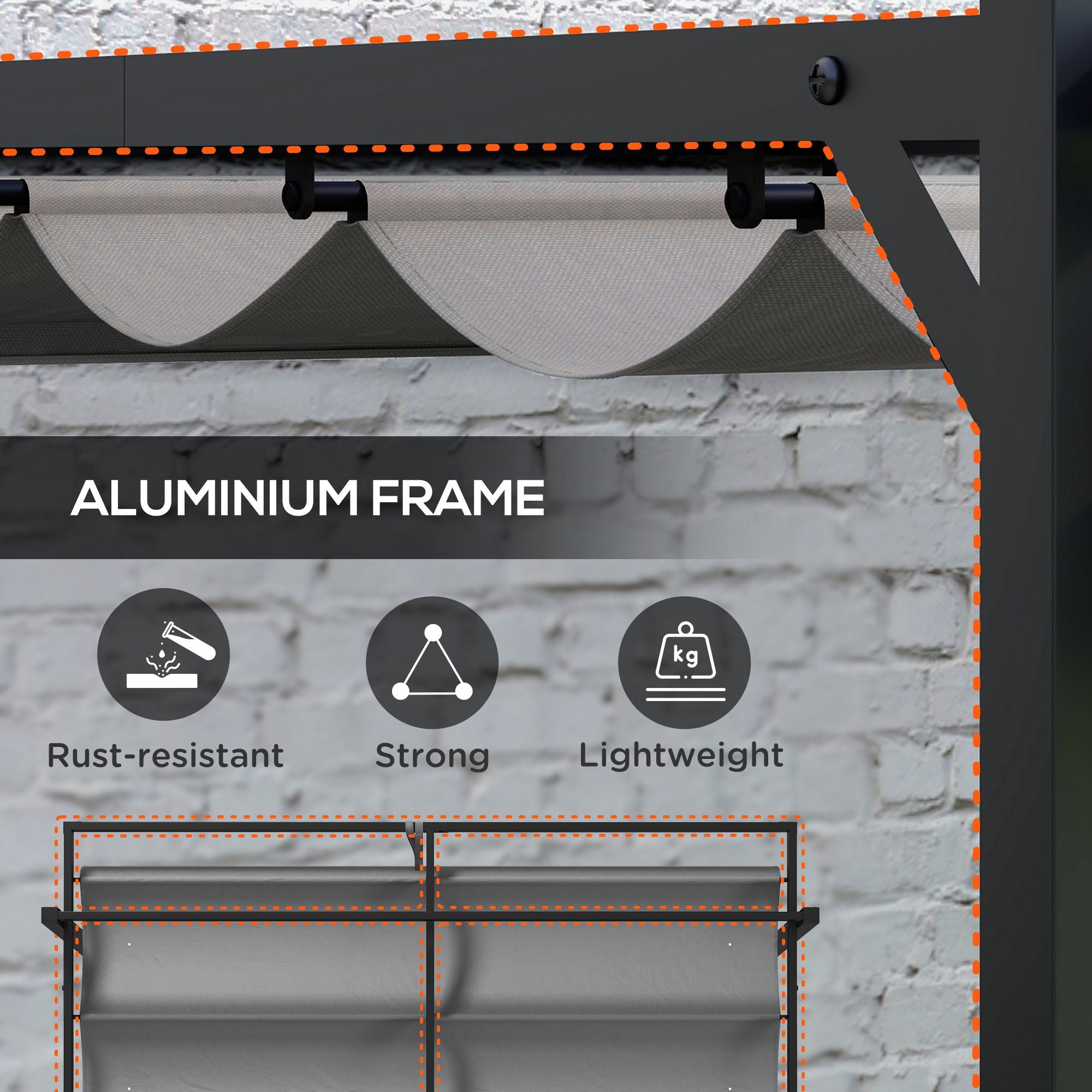 Outsunny 3 x 4m Retractable Pergola, Garden Gazebo Shelter with Aluminium Frame, for Grill, Patio, Deck, Dark Grey - anydaydirect