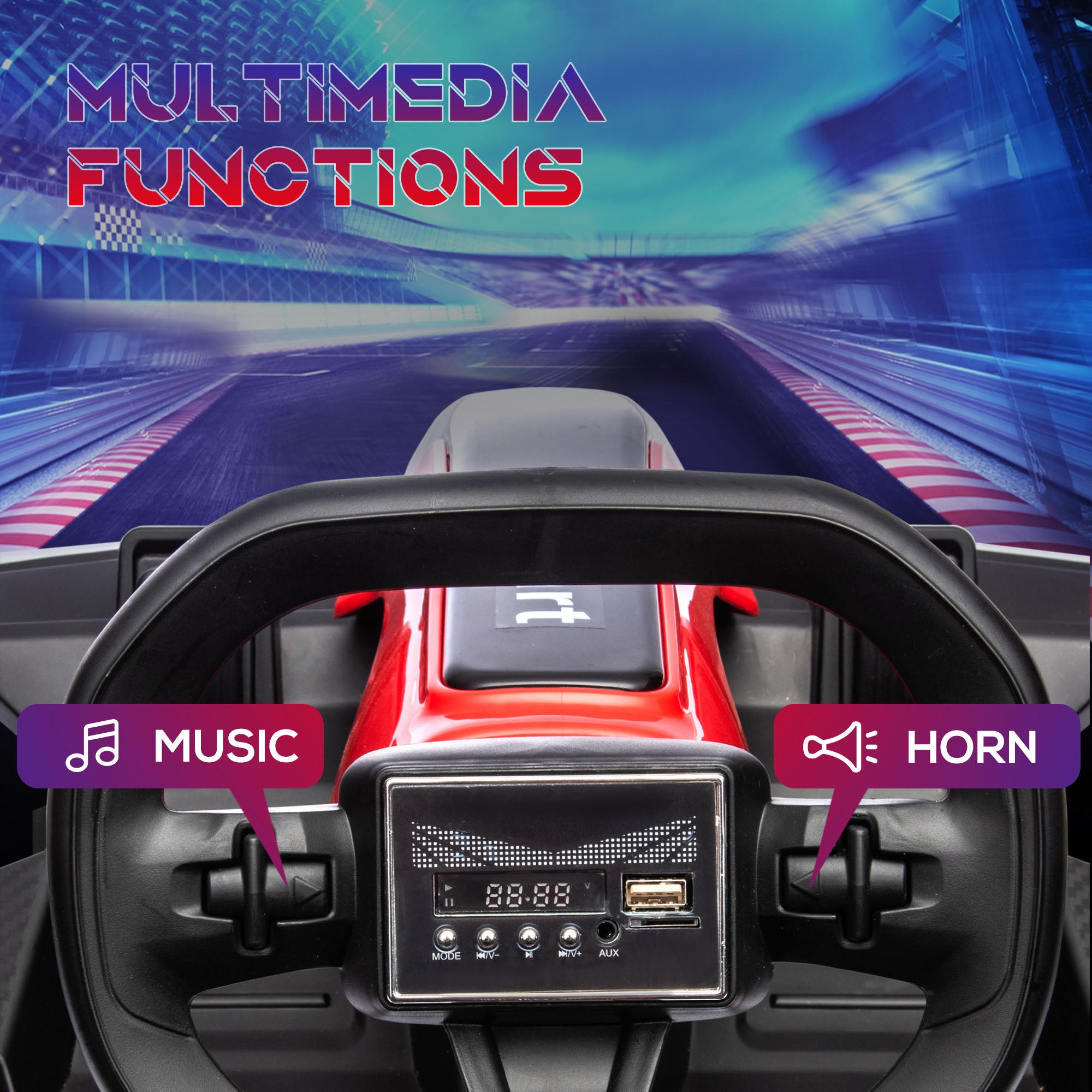 HOMCOM 24V Electric Go Kart for Kids with Adjustable Seat for 6-12 Years Old, Red - anydaydirect