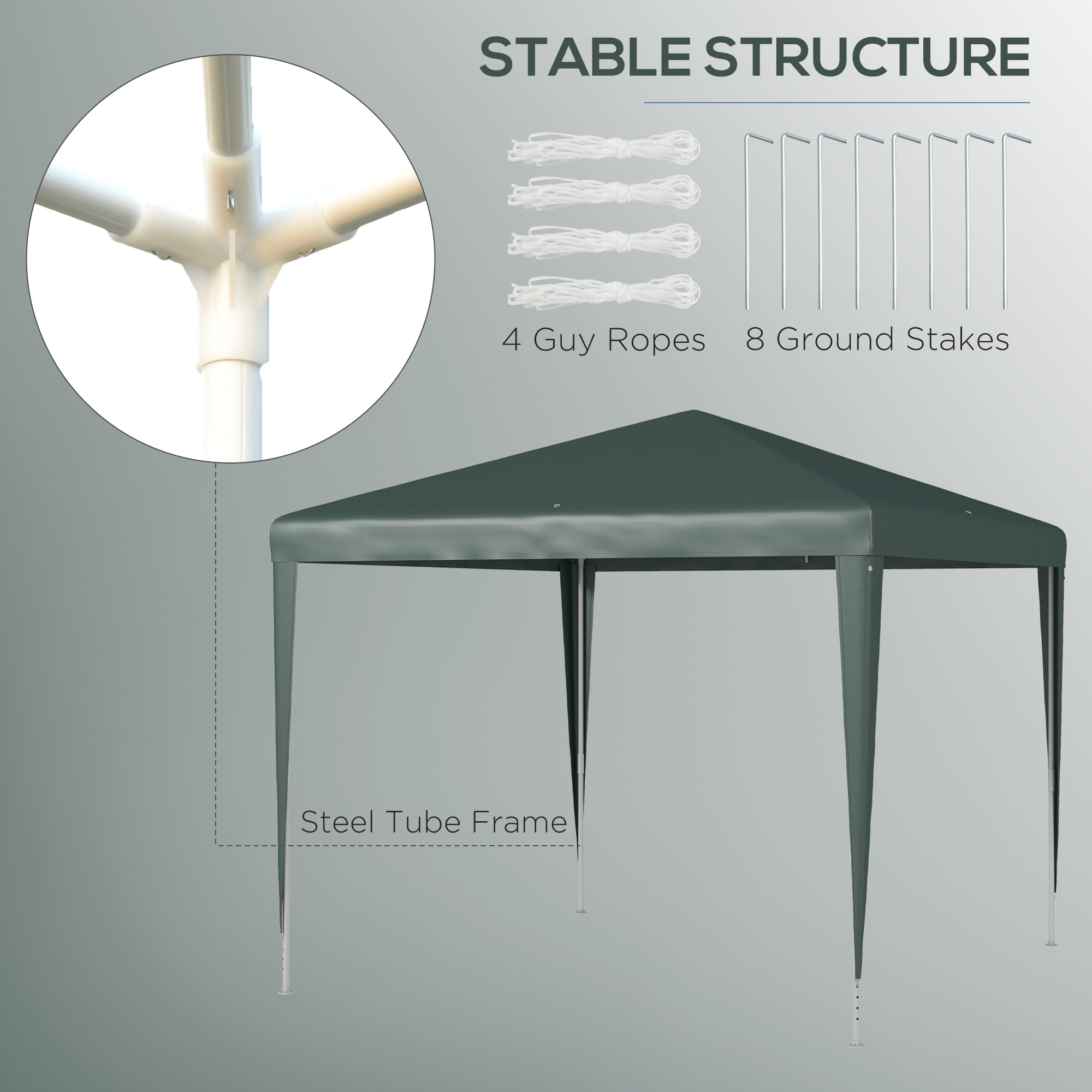 Outsunny 2.7m x 2.7m Garden Gazebo Marquee Party Tent Wedding Canopy Outdoor(Dark Green) - anydaydirect