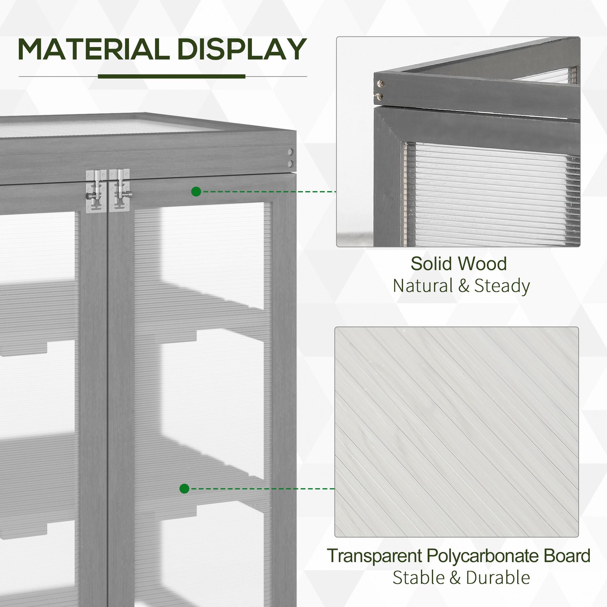 Outsunny 3-tier Wood Greenhouse Garden Polycarbonate Cold Frame Balcony Grow House w/ Storage Shelf for Plants, Flowers, Dark Grey - anydaydirect