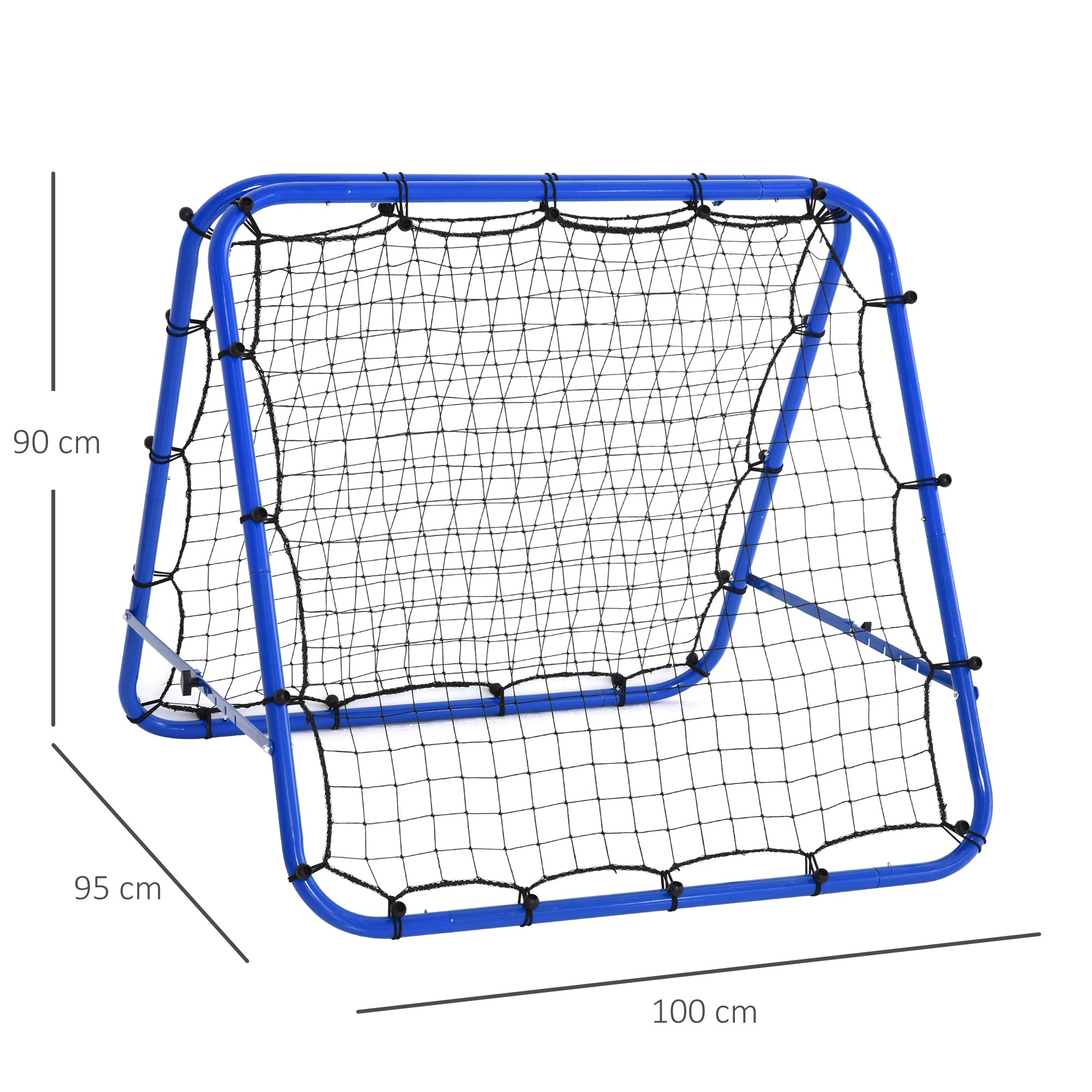 HOMCOM Double Sided Football Rebounder Net, Football Rebound Goal with Five Adjustable Angles, Blue - anydaydirect
