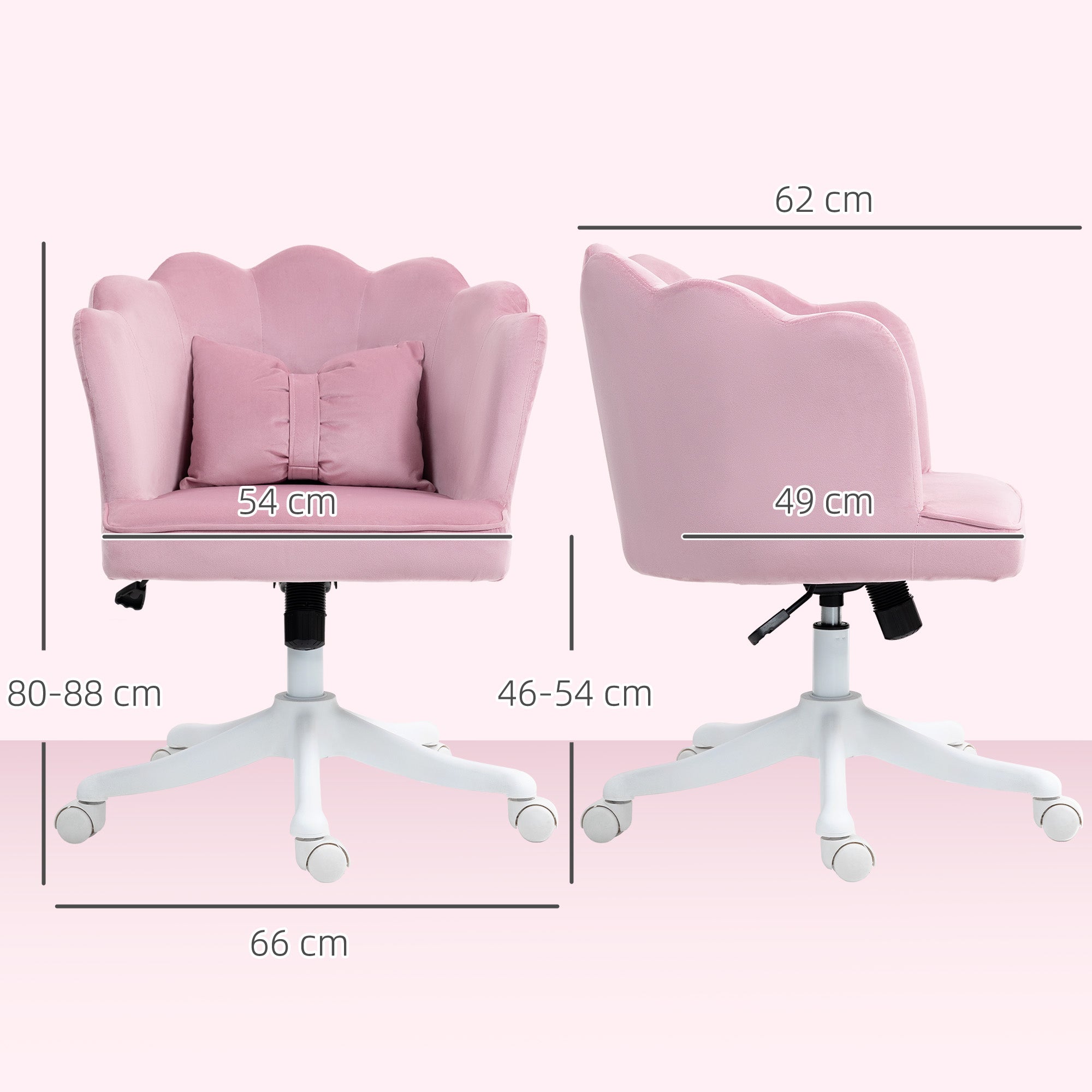 HOMCOM Velvet-Feel Petal Back Office Chair - Pink - anydaydirect