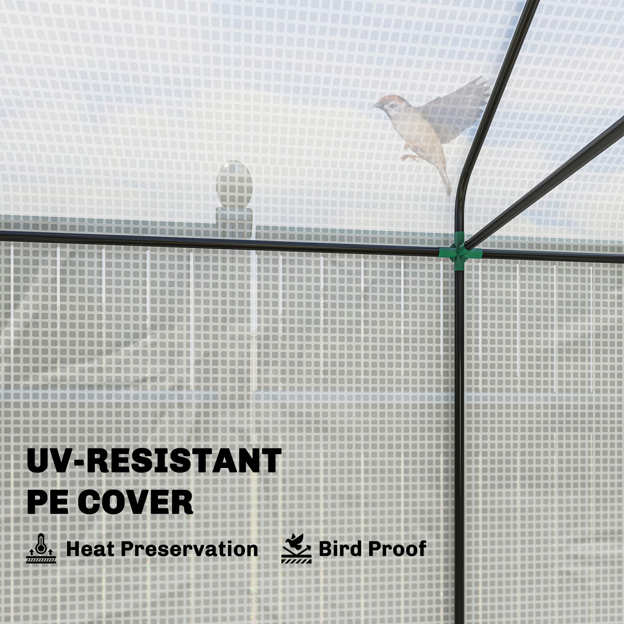 Outsunny Walk-in Greenhouse, Outdoor Tomato Greenhouse with Roll-up Door and Mesh Windows, PE Cover, 200 x 140 x 200cm, White - anydaydirect