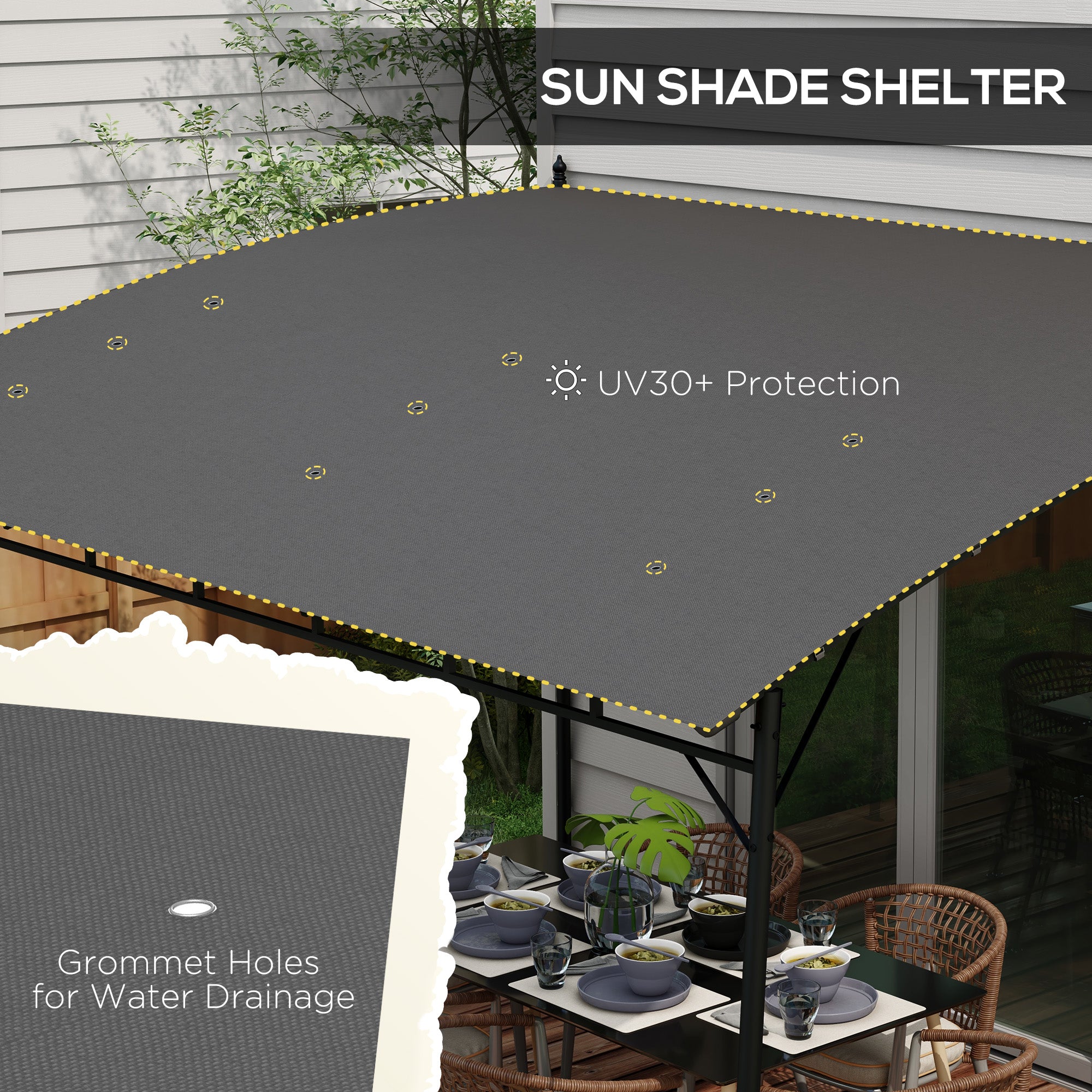 Outsunny 3 x 4m Metal Frame Pergola - Grey - anydaydirect