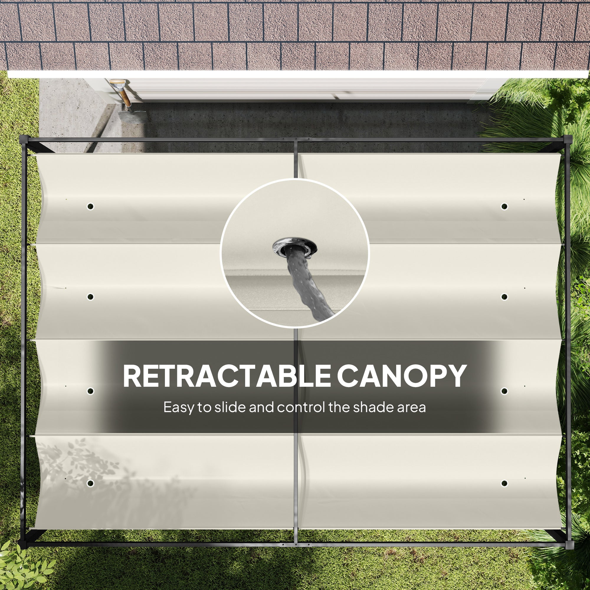Outsunny 4 x 3(m) Metal Pergola with Retractable Roof, Garden Gazebo Canopy Shelter for Outdoor, Patio, Cream White - anydaydirect